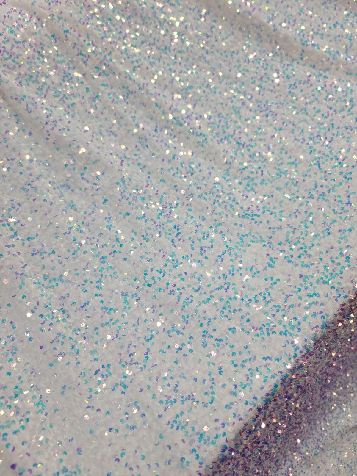 White Velvet Clear Iridescent Sequin Fabric By Yard Shine Sparkle Fashion Stretc