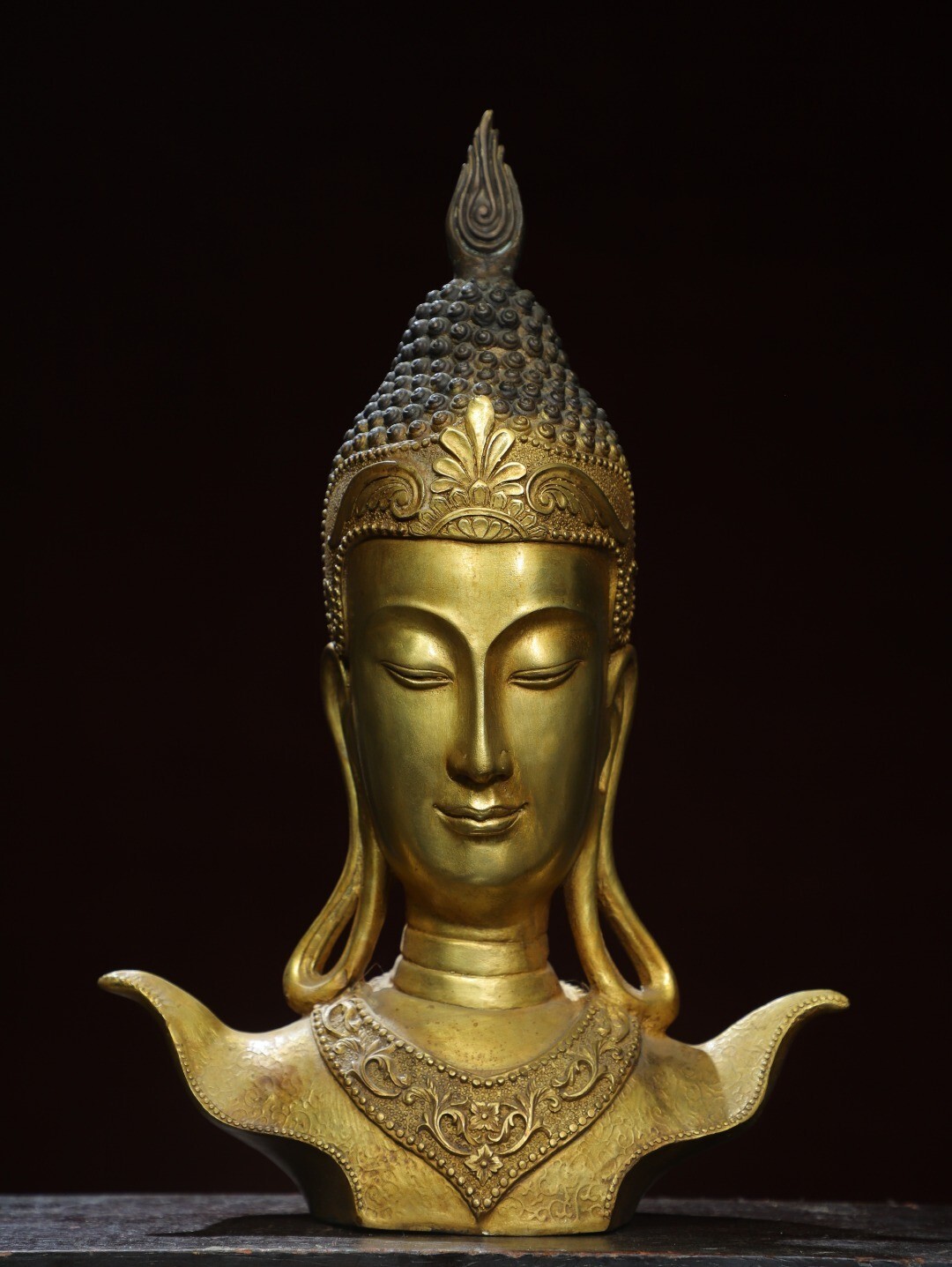 Bronze Gilded Buddha Head Statue