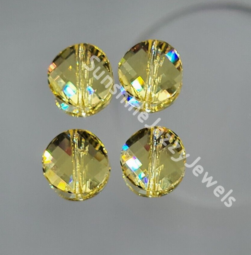 4pc Swarovski Crystal Jonquil 14mm Twist 5621 Beads; Light Yellow
