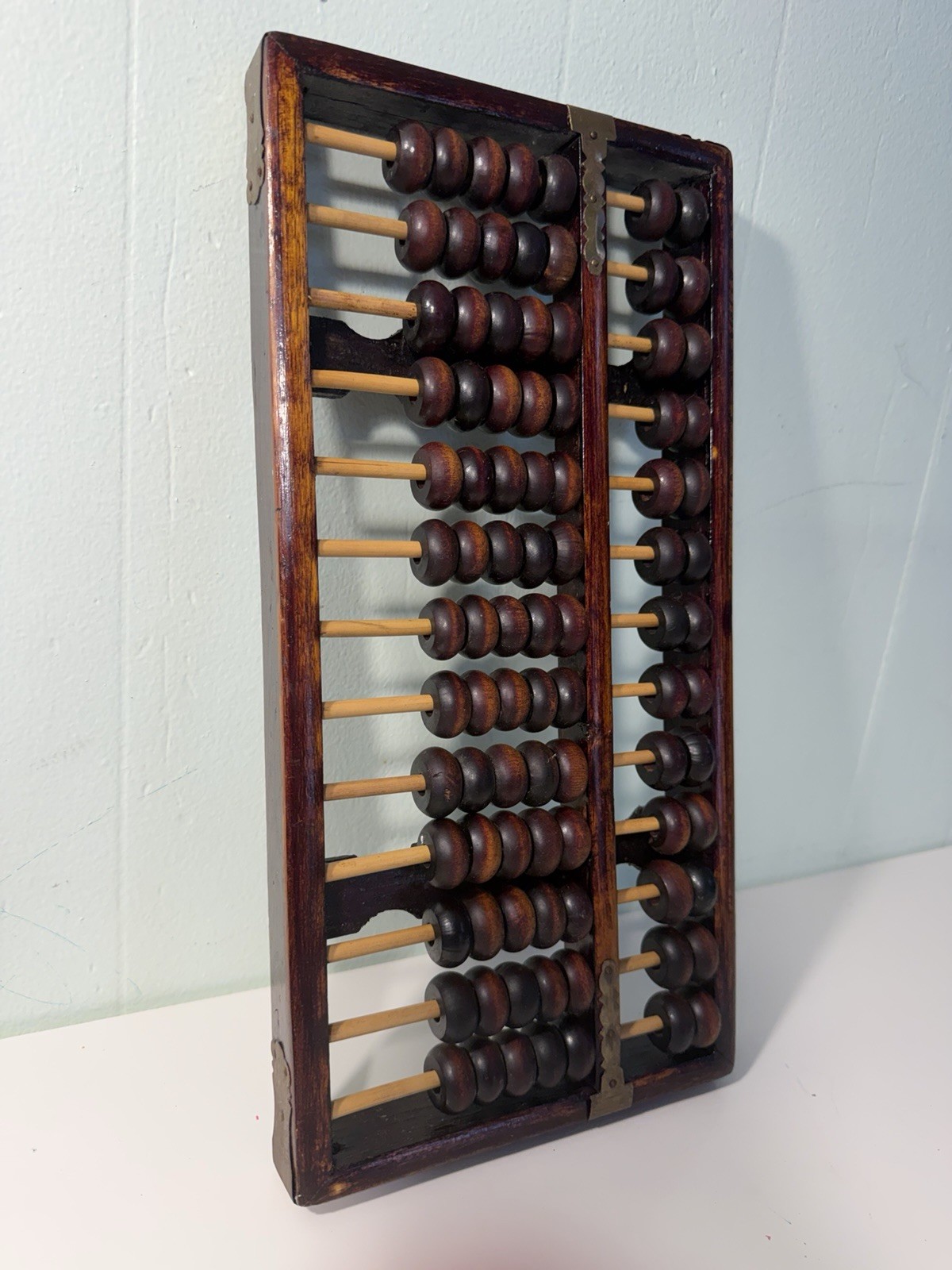 Vintage 13-Row 91-Bead Wooden Chinese Abacus 14.5×7.2×1.2’’