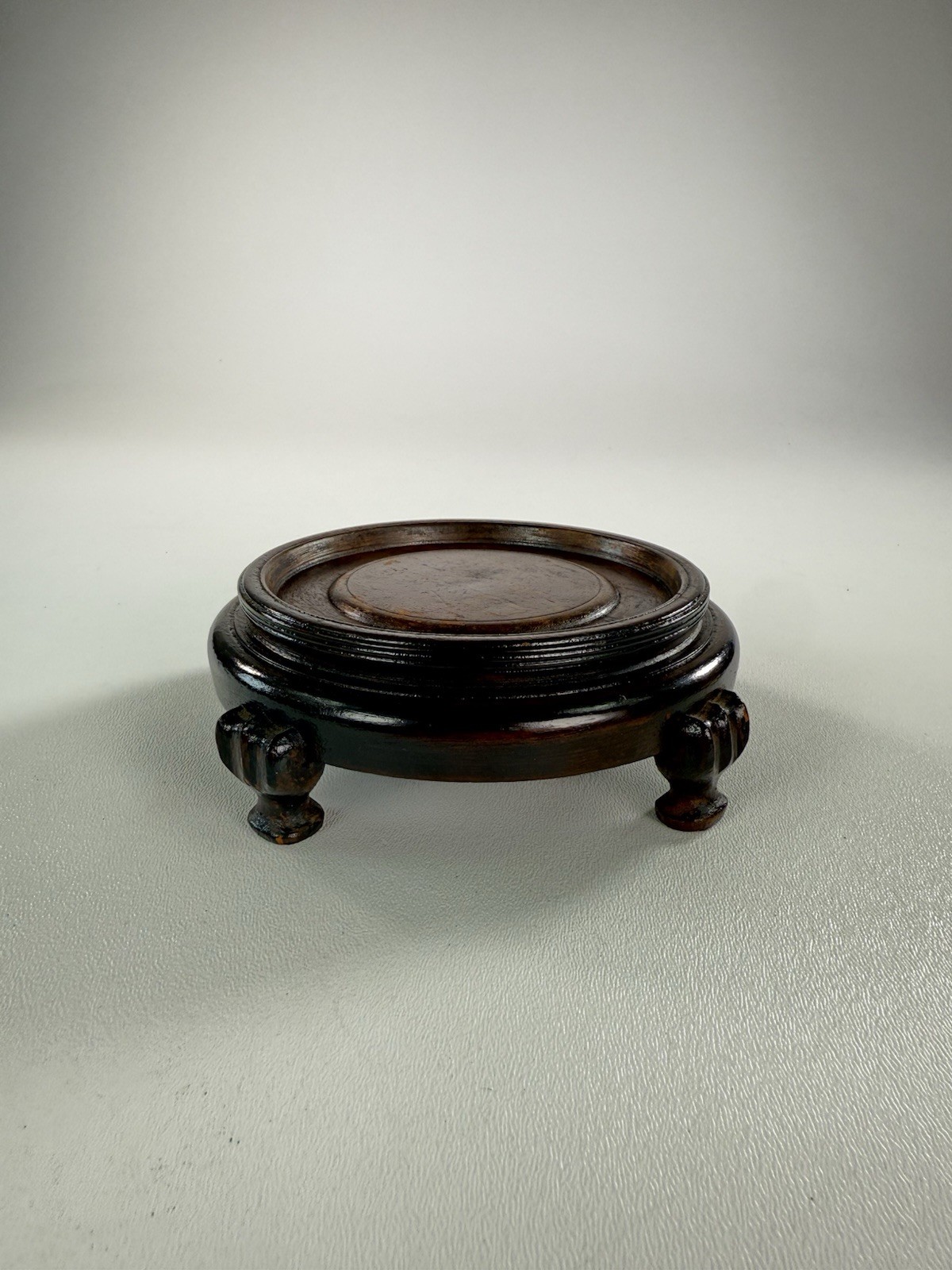 Lot of 3 Vintage Asian Round Carved Wood Pedestal Stand Vase Display Bases