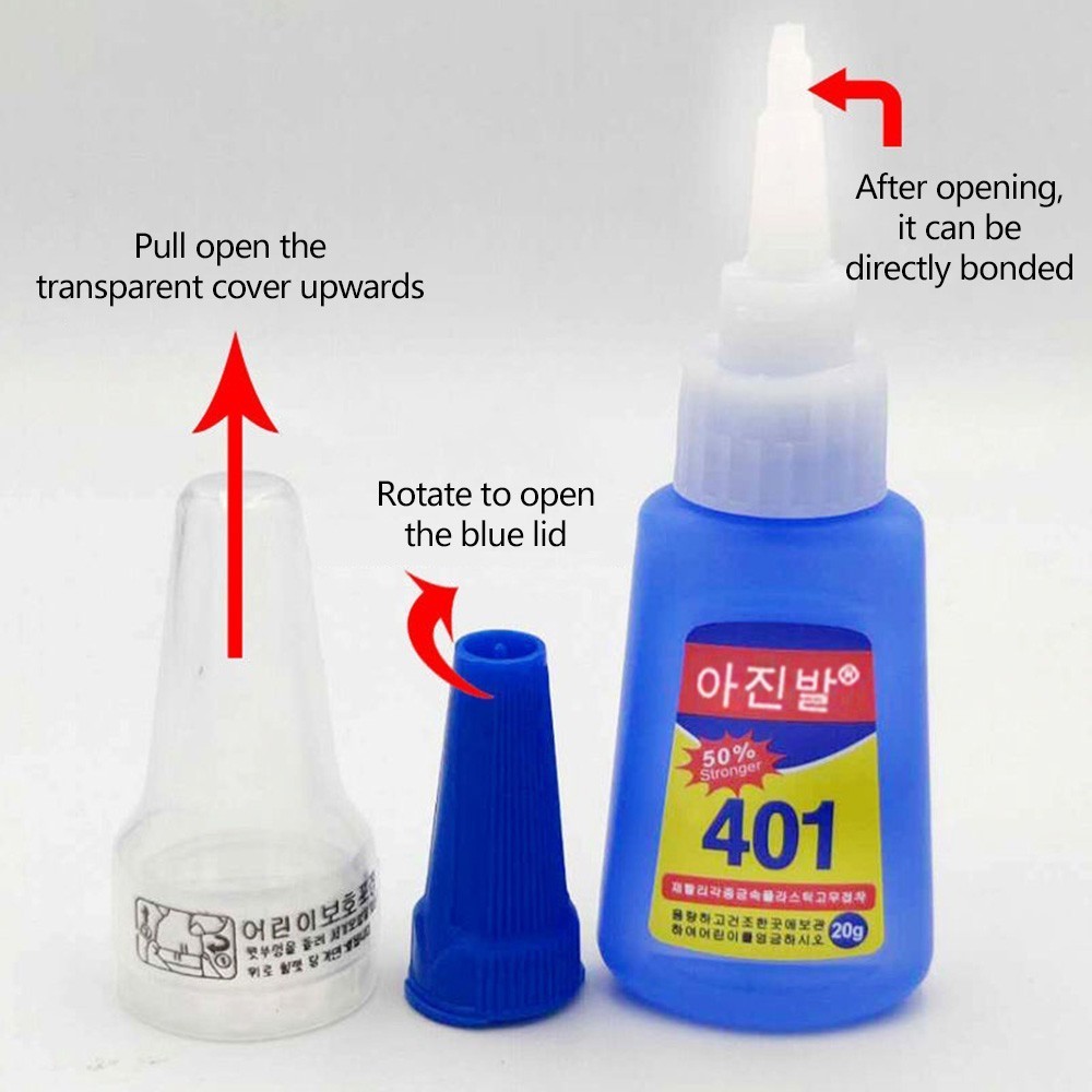 401 Instant Super Glue 20ML Fast Strong Adhesive Multi Purpose Clear Fix