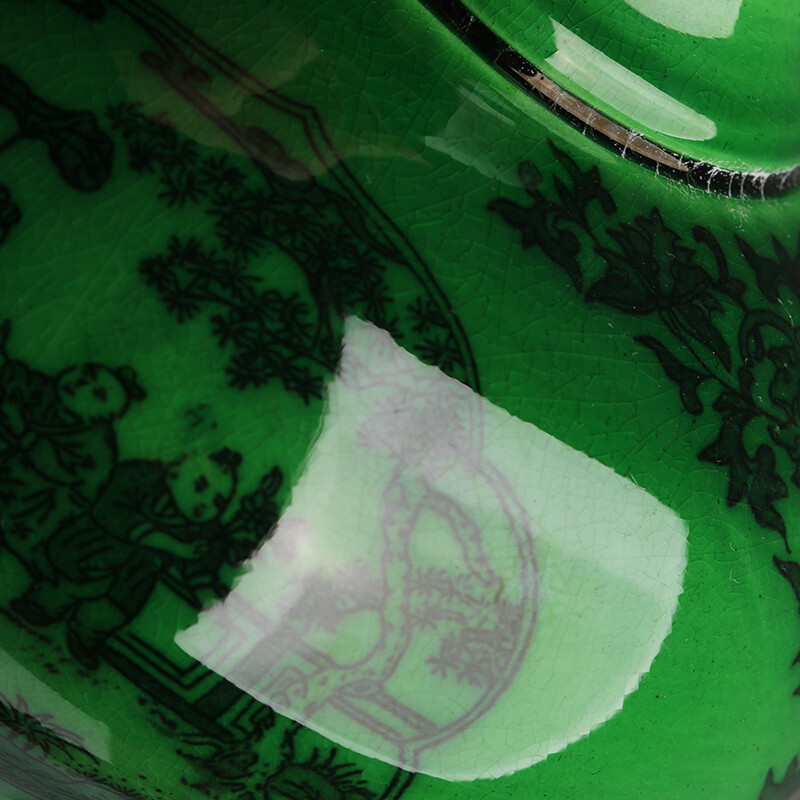 10.7″ China Kingfisher Coloured Glaze Porcelain Hacking Child Play Gourd Vase