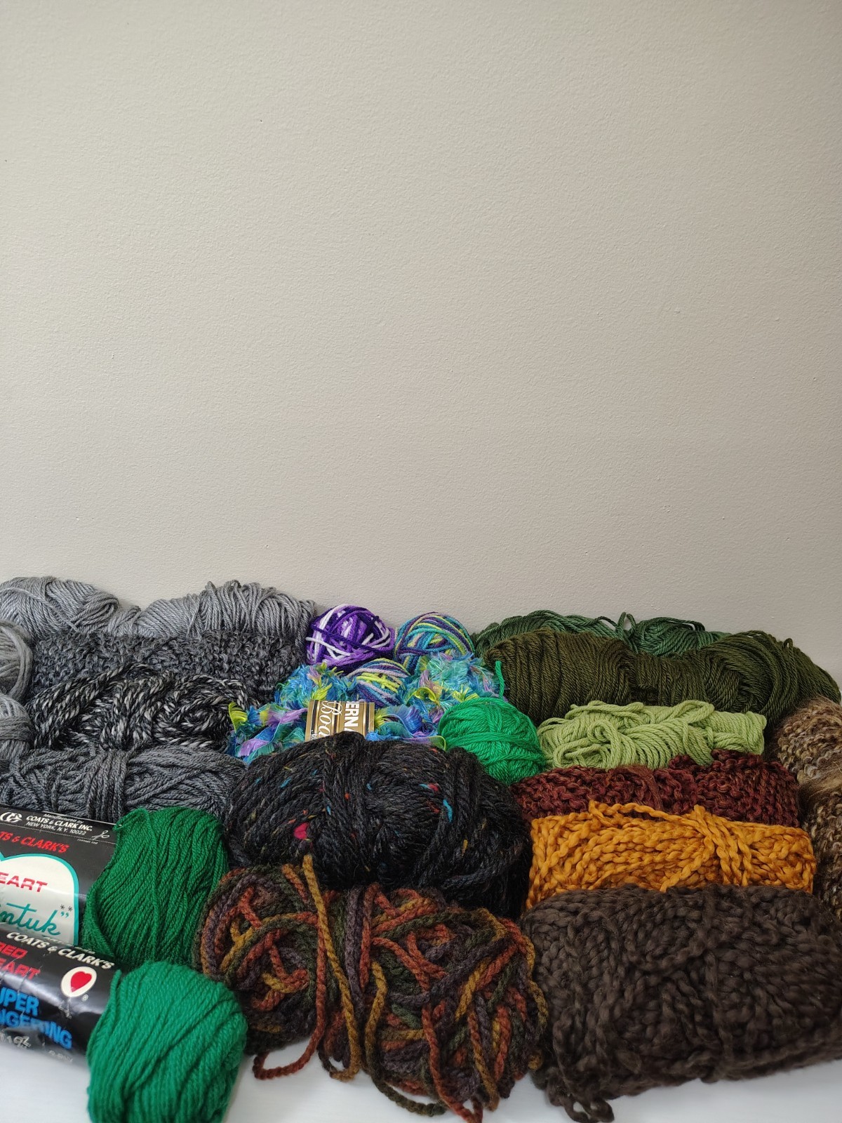 Lot Of 24 Mixed Skeins and Balls of Yarn Partial (Used) a couple New.