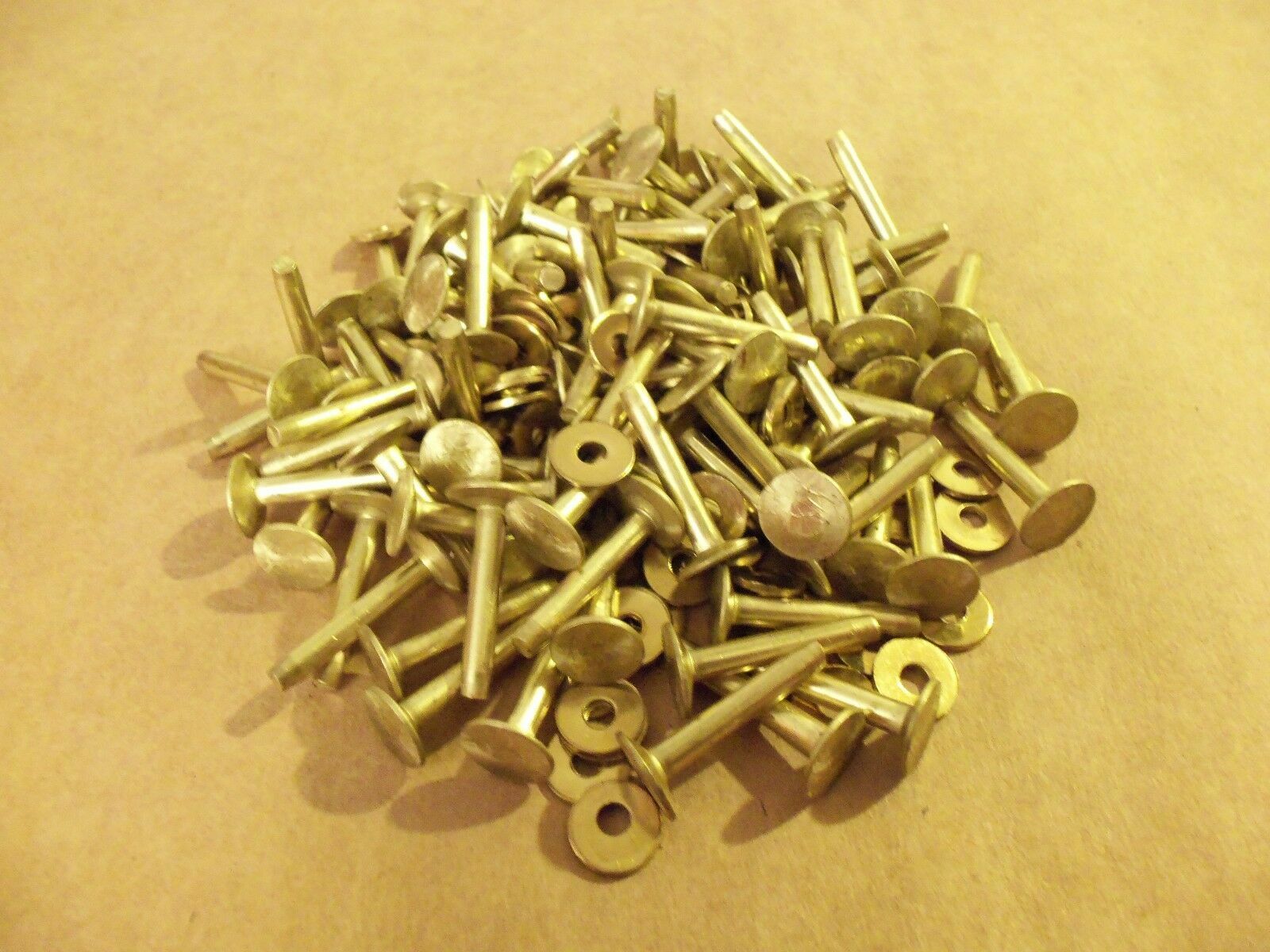 Soild Brass Flat Head Rivets & Burrs 1″ 9 gauge SCA (1 Pound)