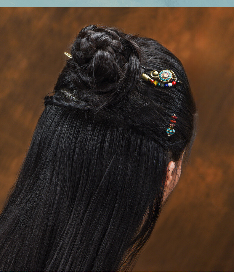 China Dongling Jade/Yellow Agate/Alloy Tibetan Style Exquisite Fashion Hairpin