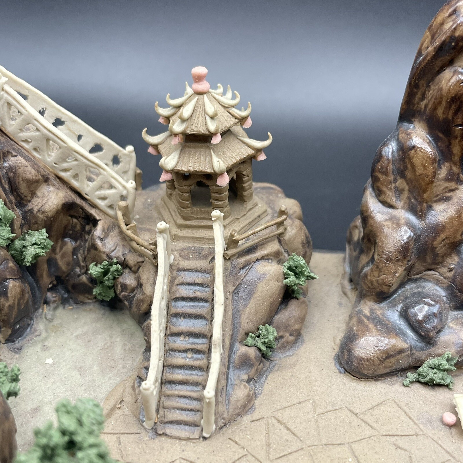 Bonsai Diorama Asian Scene- Mud/ Clay Material 5.5” x 3” x 3.25”