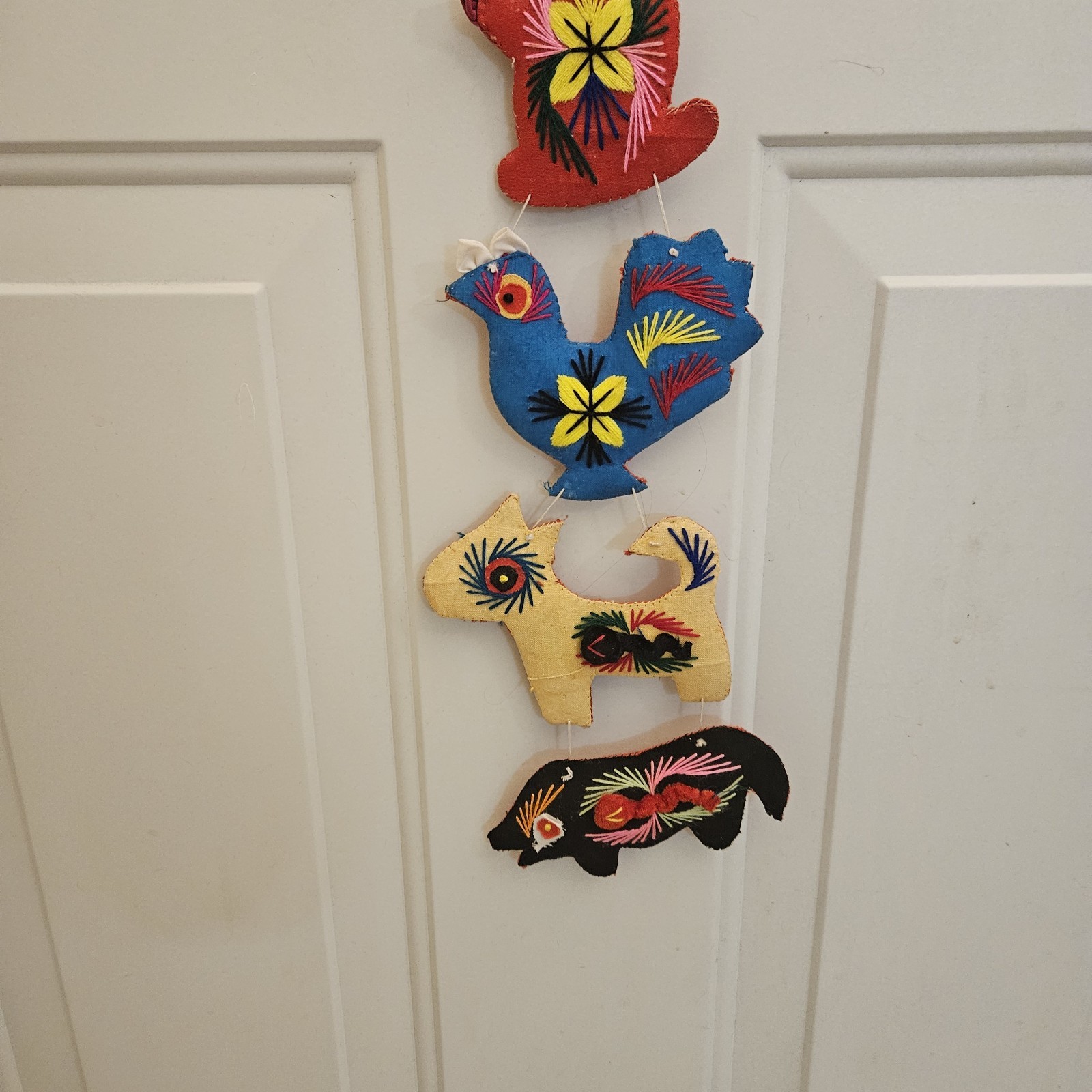 Chinese Zodiac Folk Art Garland Chinese Animals Embroidered Long Colorful