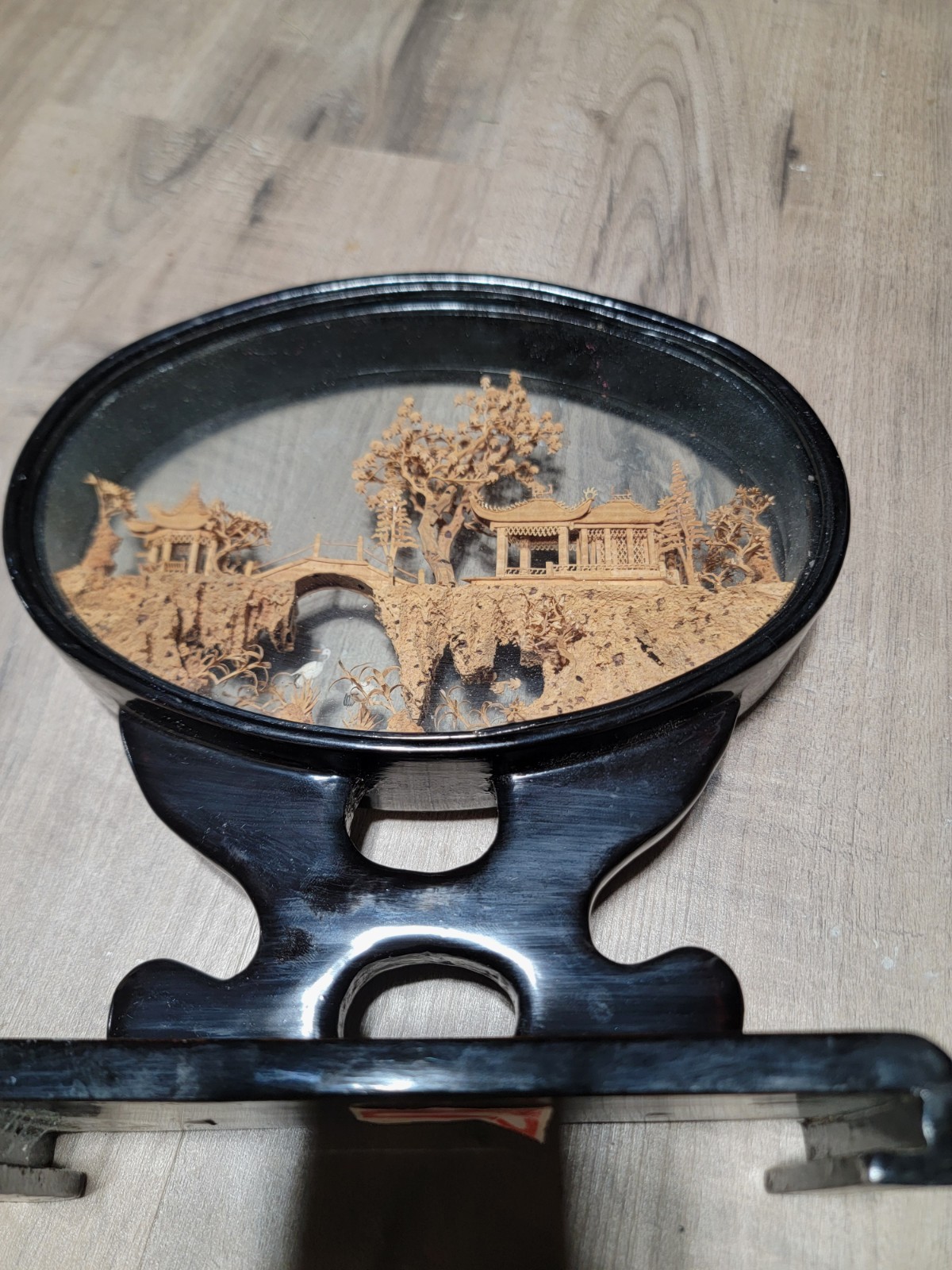 Vintage Chinese Cork Carving Diorama