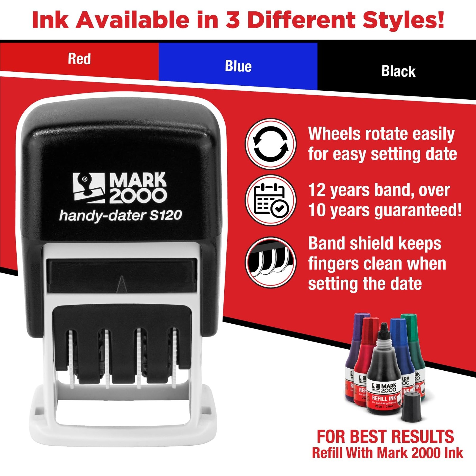 Mark 2000 – S120 Self-Inking Date Stamp – Black Color Single unit