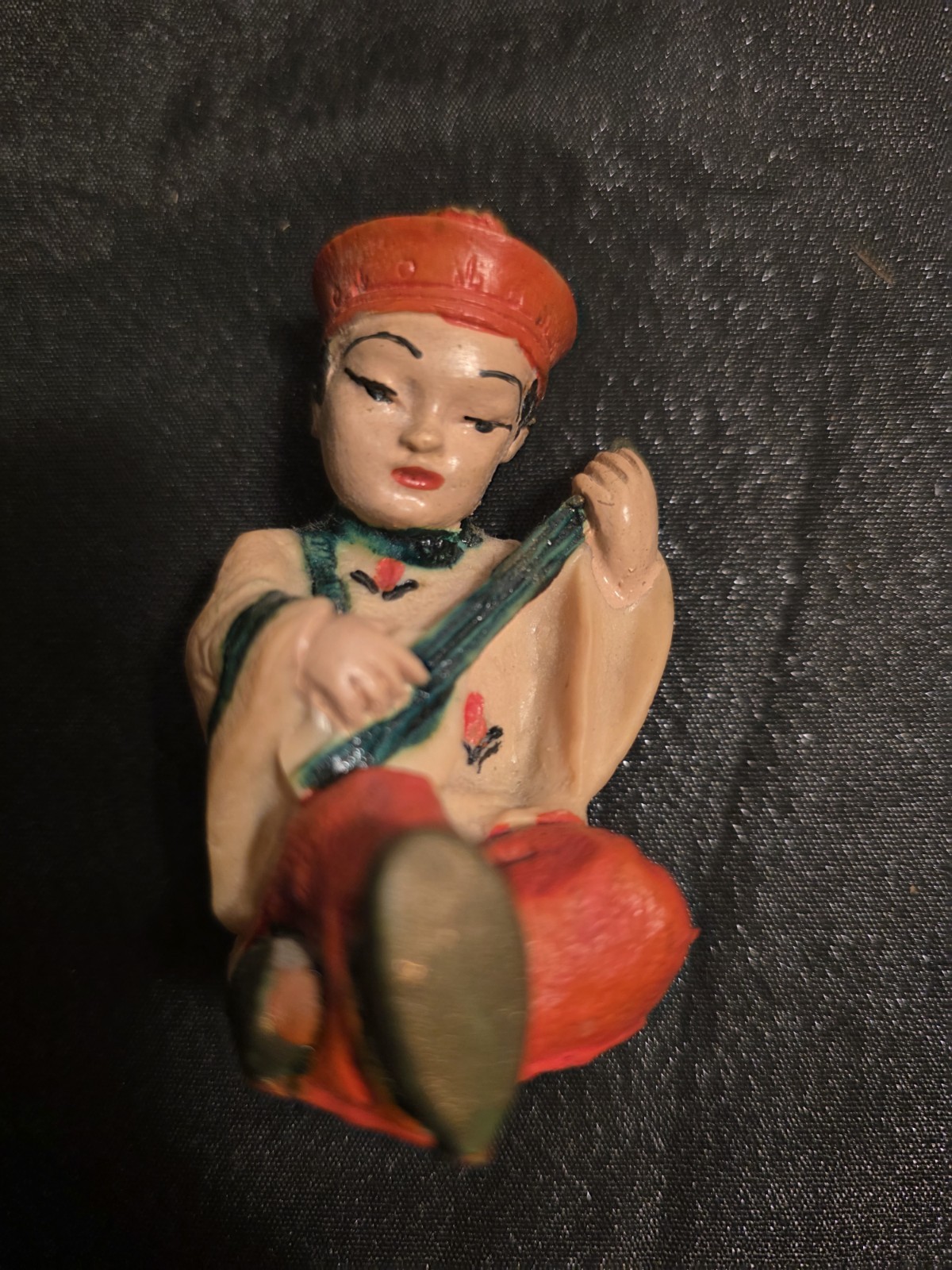 1950s Flexable Rubber Stylized Asian Figures Hand Painted 3″tall