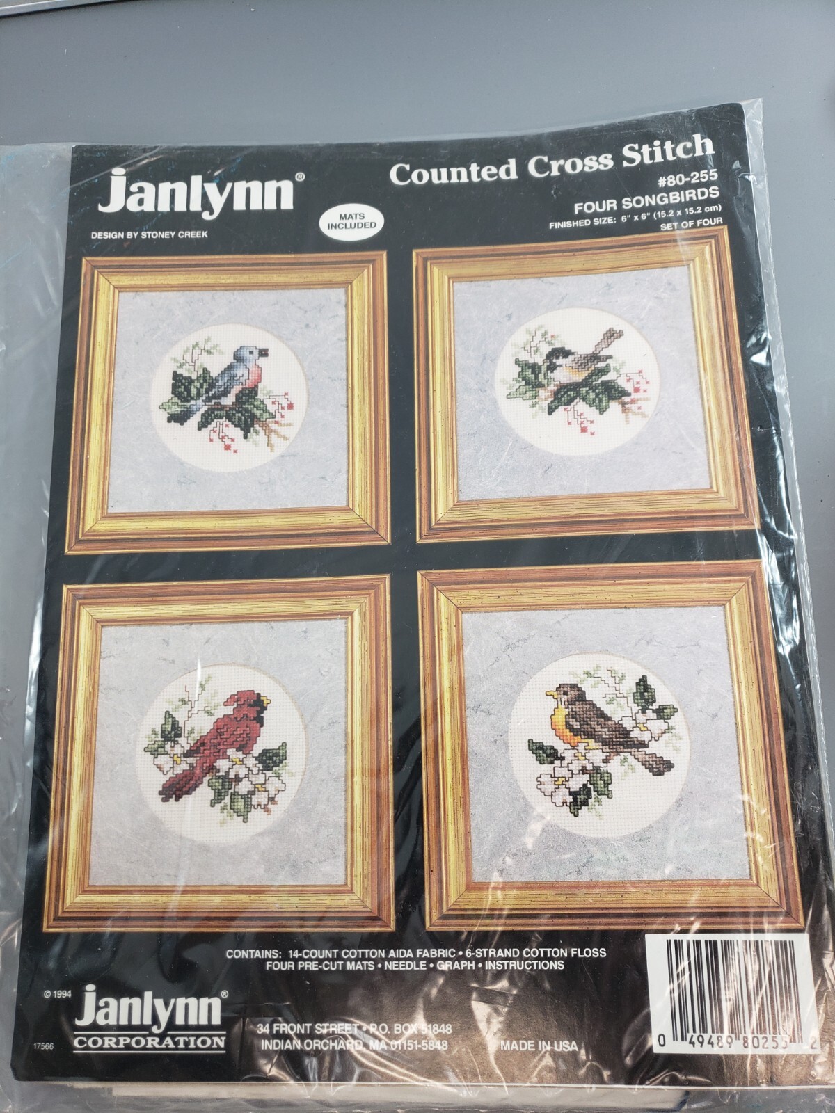 Janlynn Counted Cross Stitch Kit Four Songbirds #80-255 COMPLETE VTG. 1994 USA