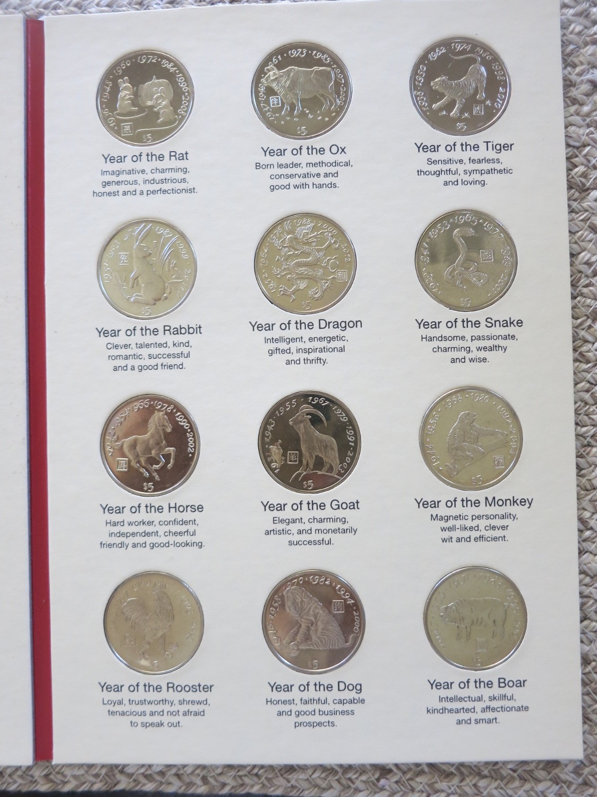 CHINESE LUNAR ZODIAC COMMEMORATIVE 12 PROOF COINS