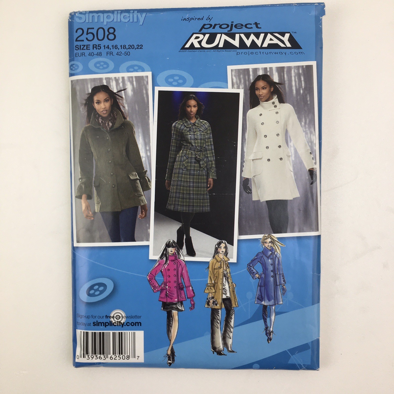 Coat Jacket Collar Varies Double Breasted Size 14-22 UNCUT Pattern 2508 Vtg y2k