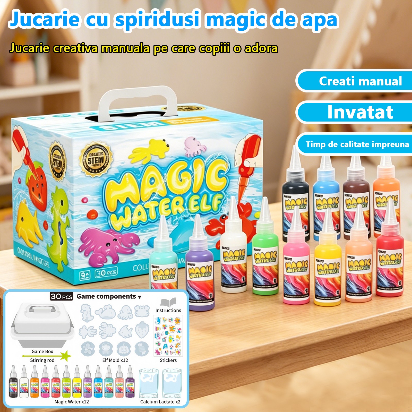 Magic Water Toy Elf Kit Water Fairy Water Gel Kit with 12 Magic Gels 12 Shape