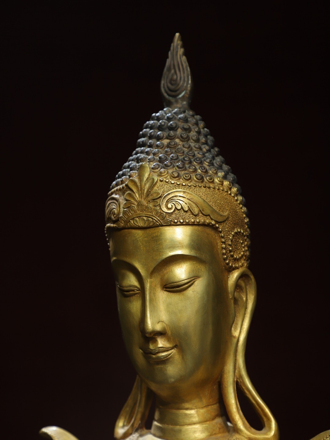 Bronze Gilded Buddha Head Statue