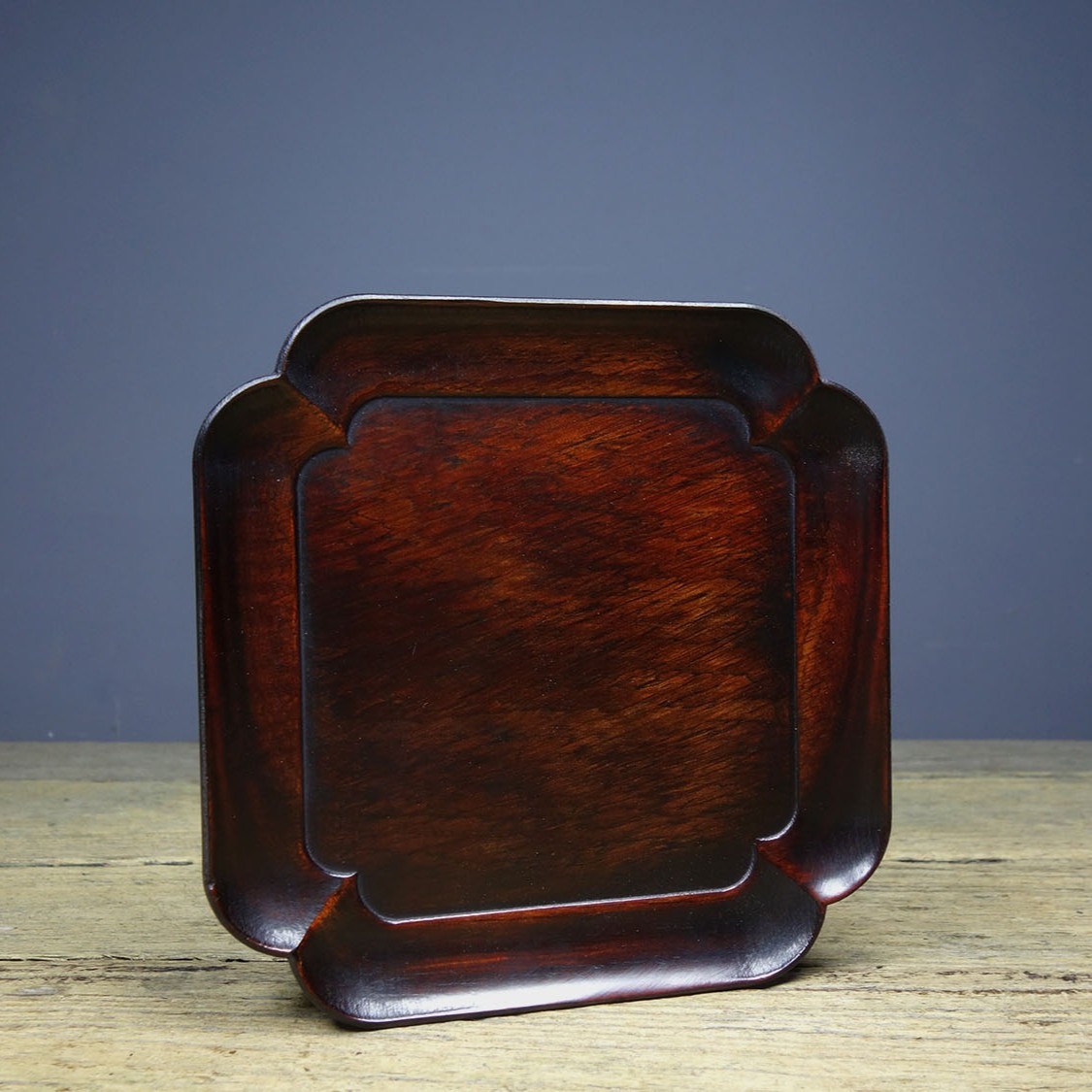 Vintage Hand Carved Rosewood Square Tea Tray Decor 13cm