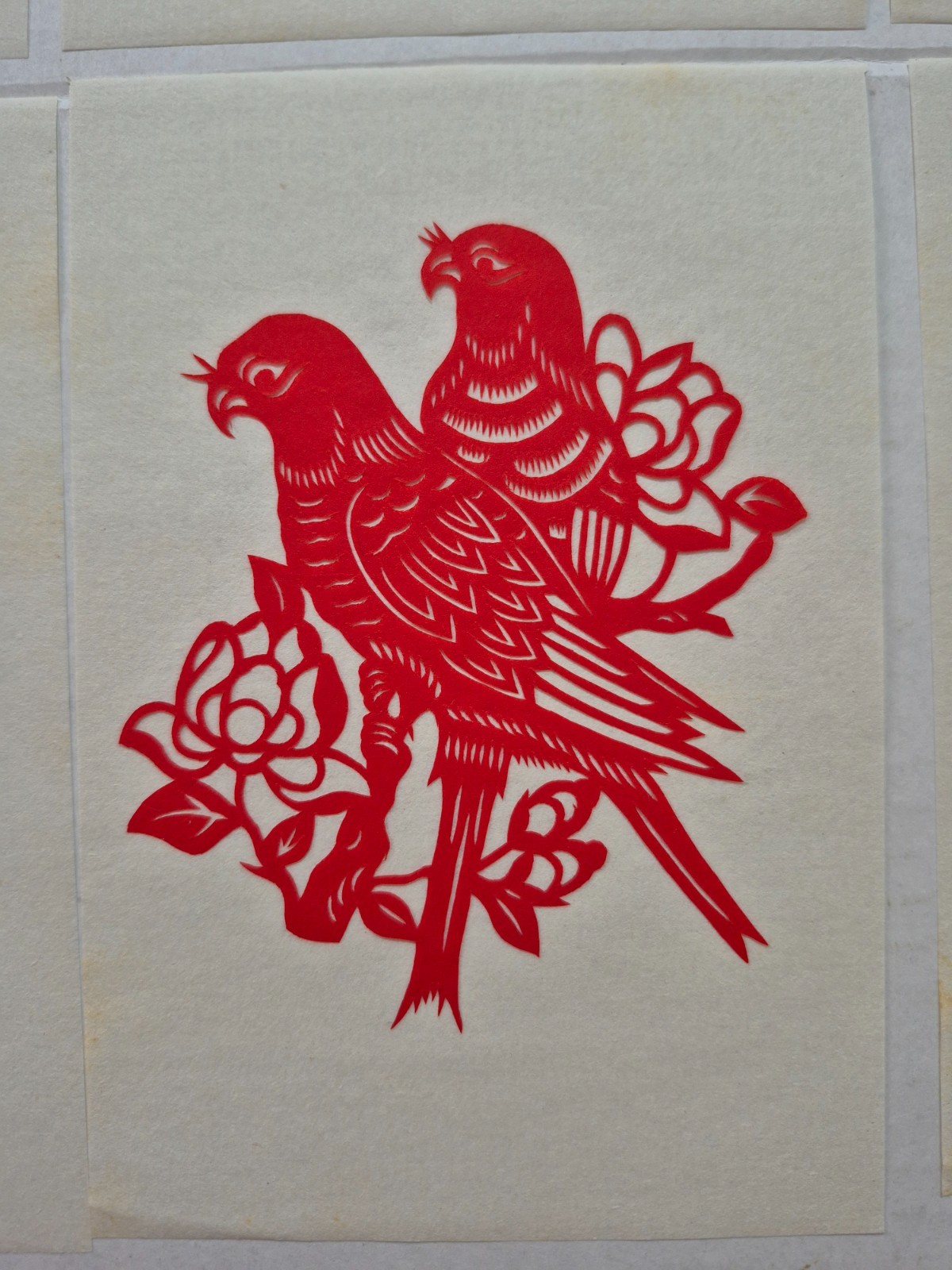 Unused Set of 10 Chinese Folk Art Paper cuts Peacock & various birds Designed