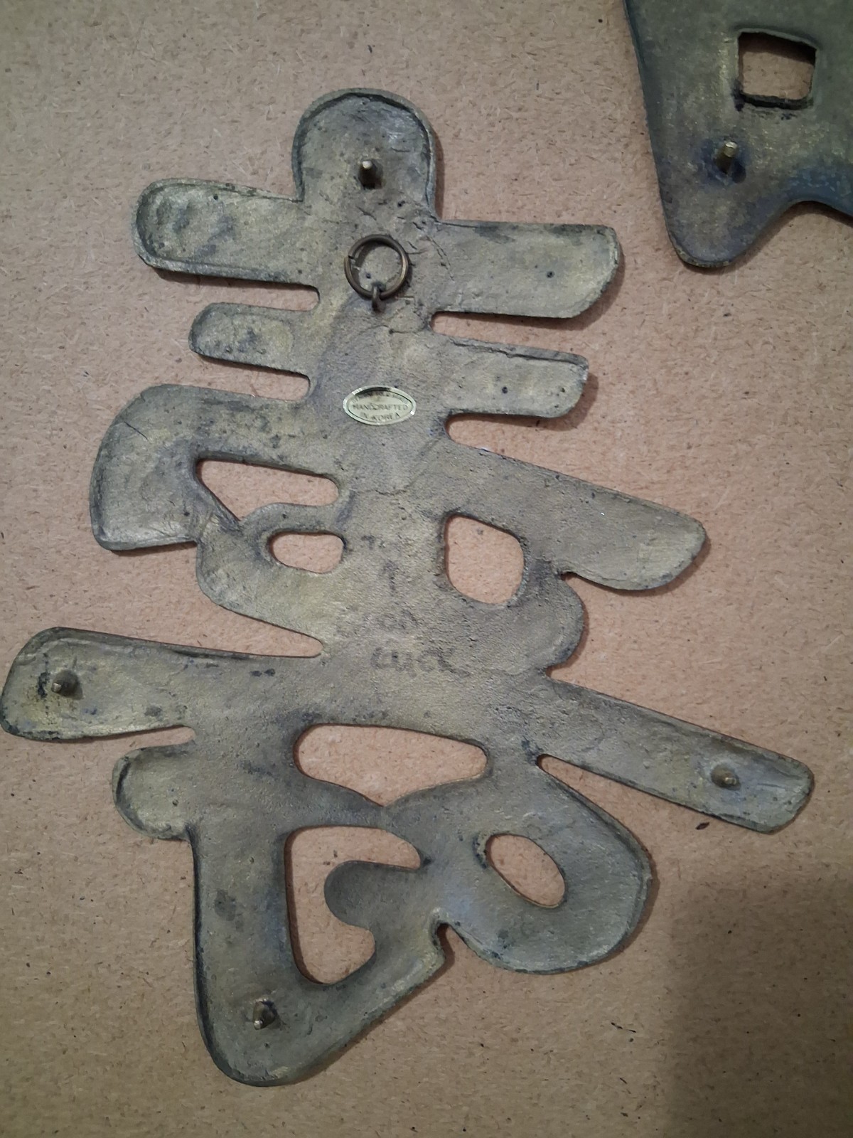 Vintage Brass Chinese Symbol Trivets Wall Art Home Decor w/hangers