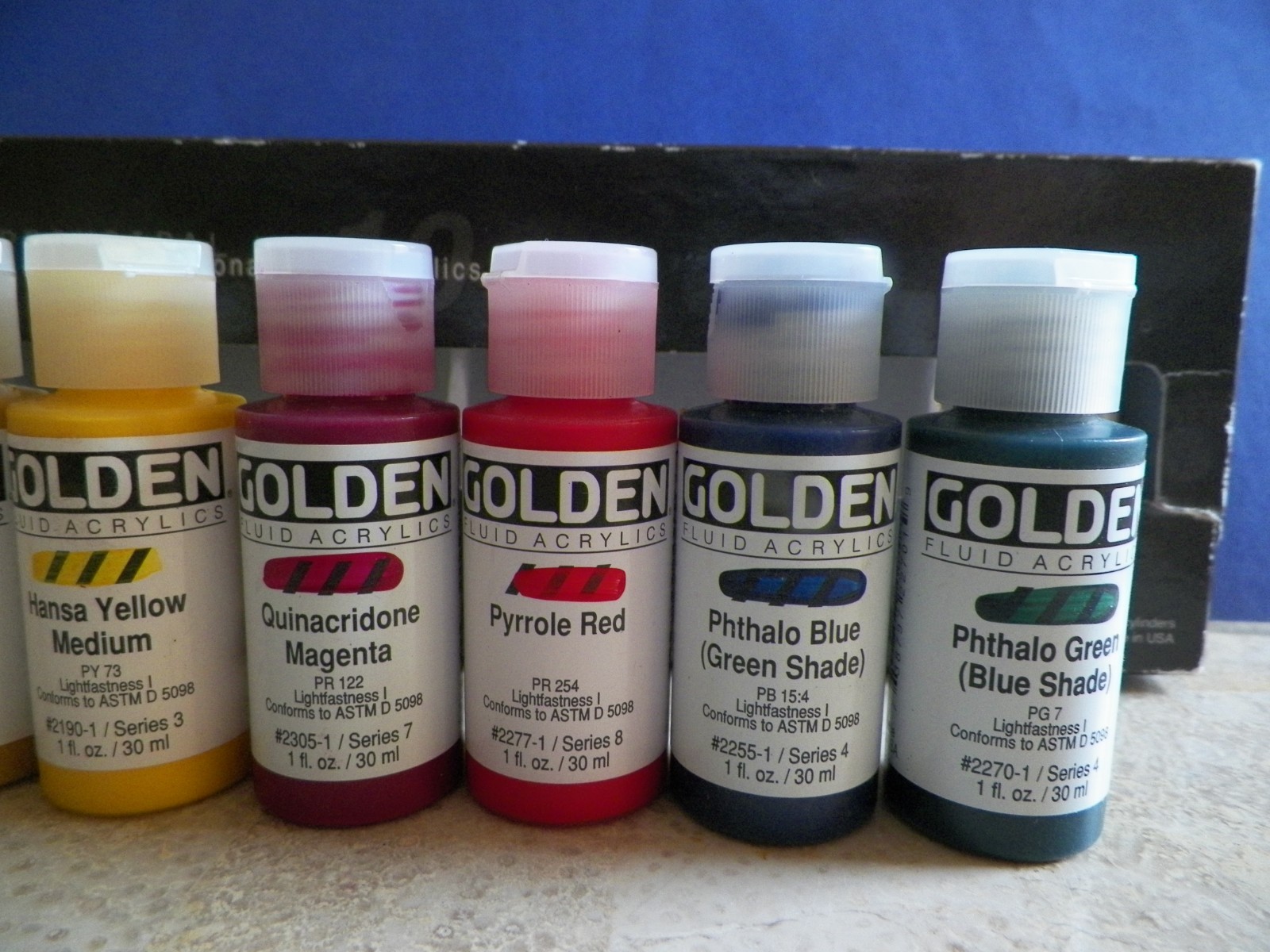 Golden Artist Fluid Mixing Acrylic Paint 1 oz Lot of 9 Bottles “Read”