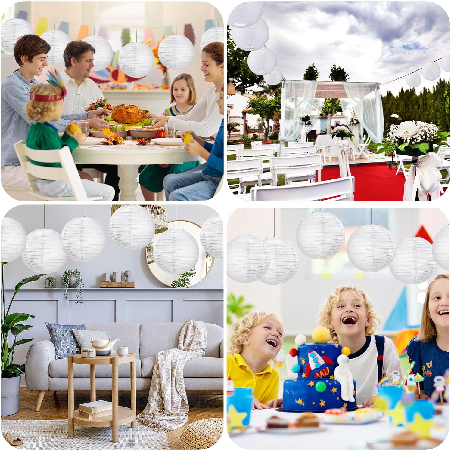 30 Pack White Chinese Japanese Paper Lanterns Decorative Hanging round Paper Lan