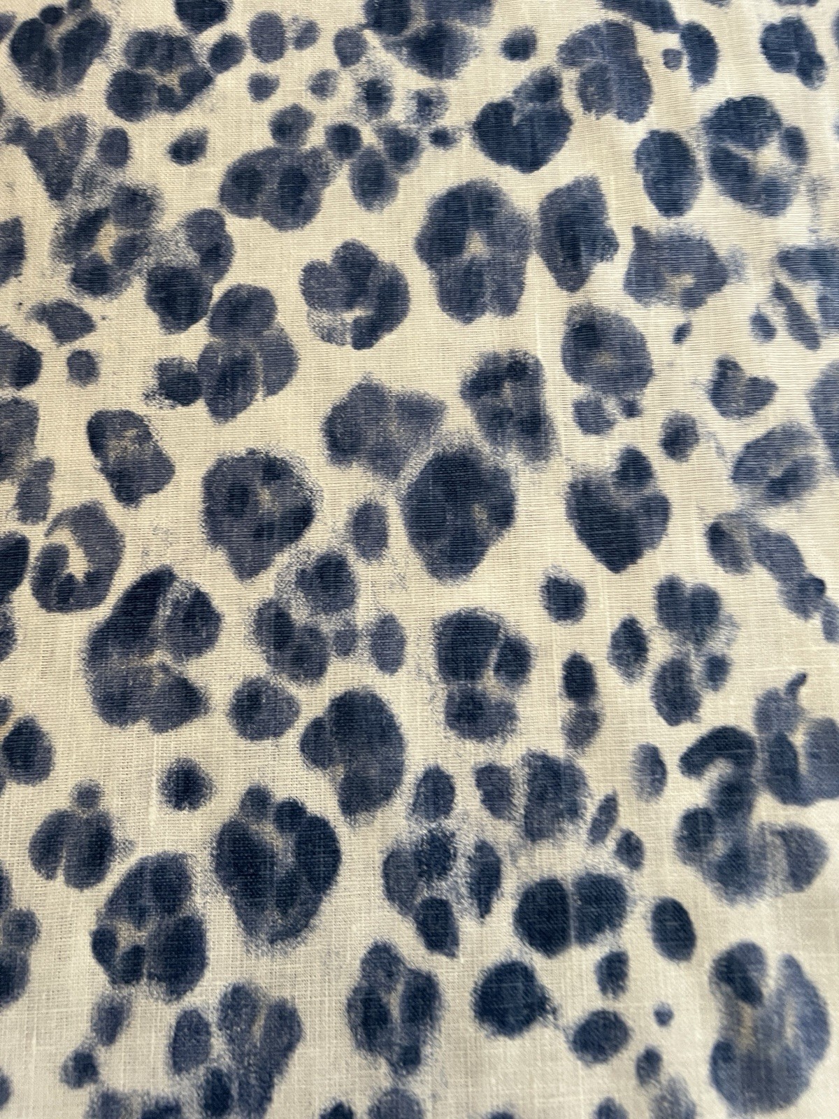 Fabric Thibaut PANTHERA Navy 100% Linen Printed Sold as 7 Continuous Yards New