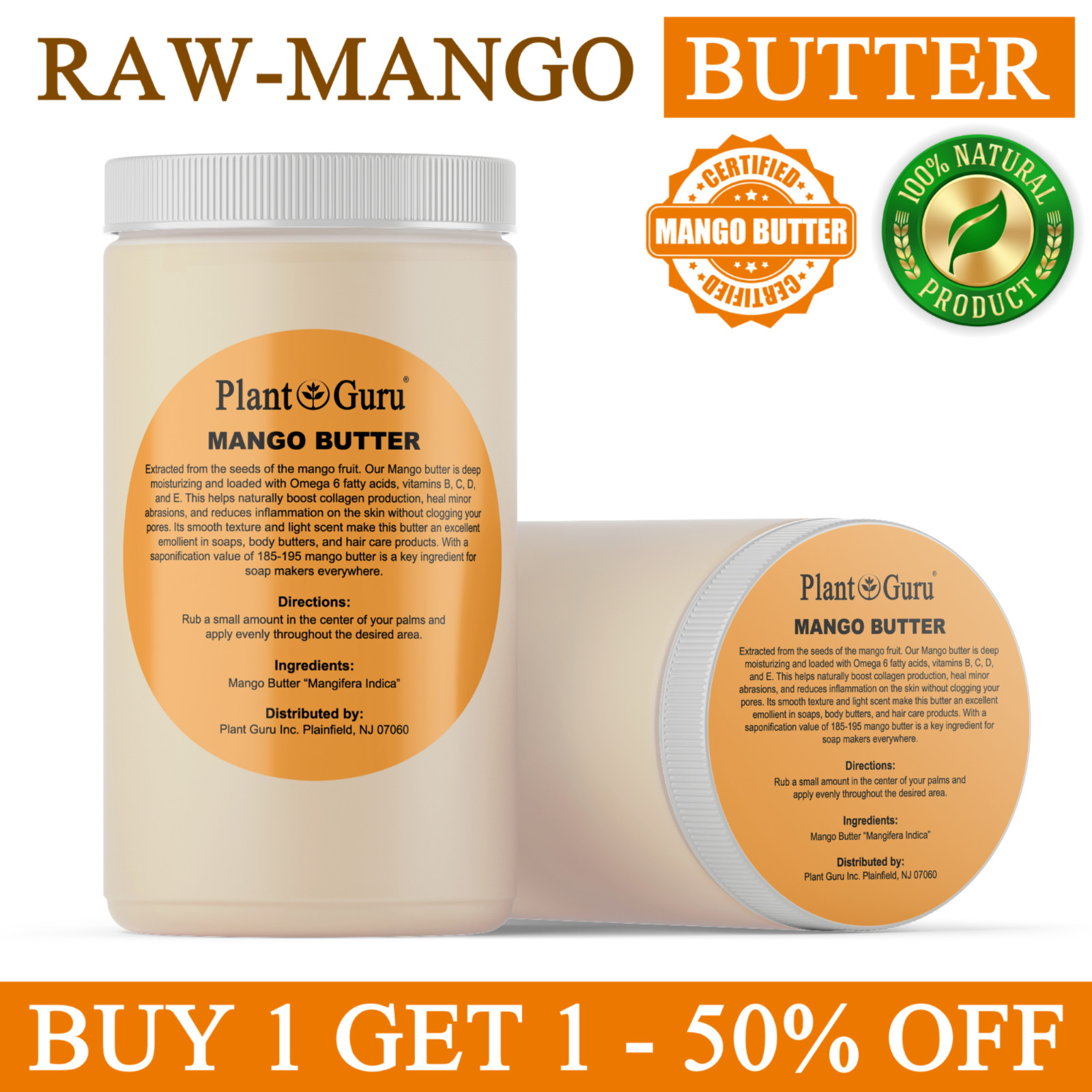 Raw Mango Butter 32 oz. Bulk 100% Pure Unrefined Organic Bulk For Skin Body Hair
