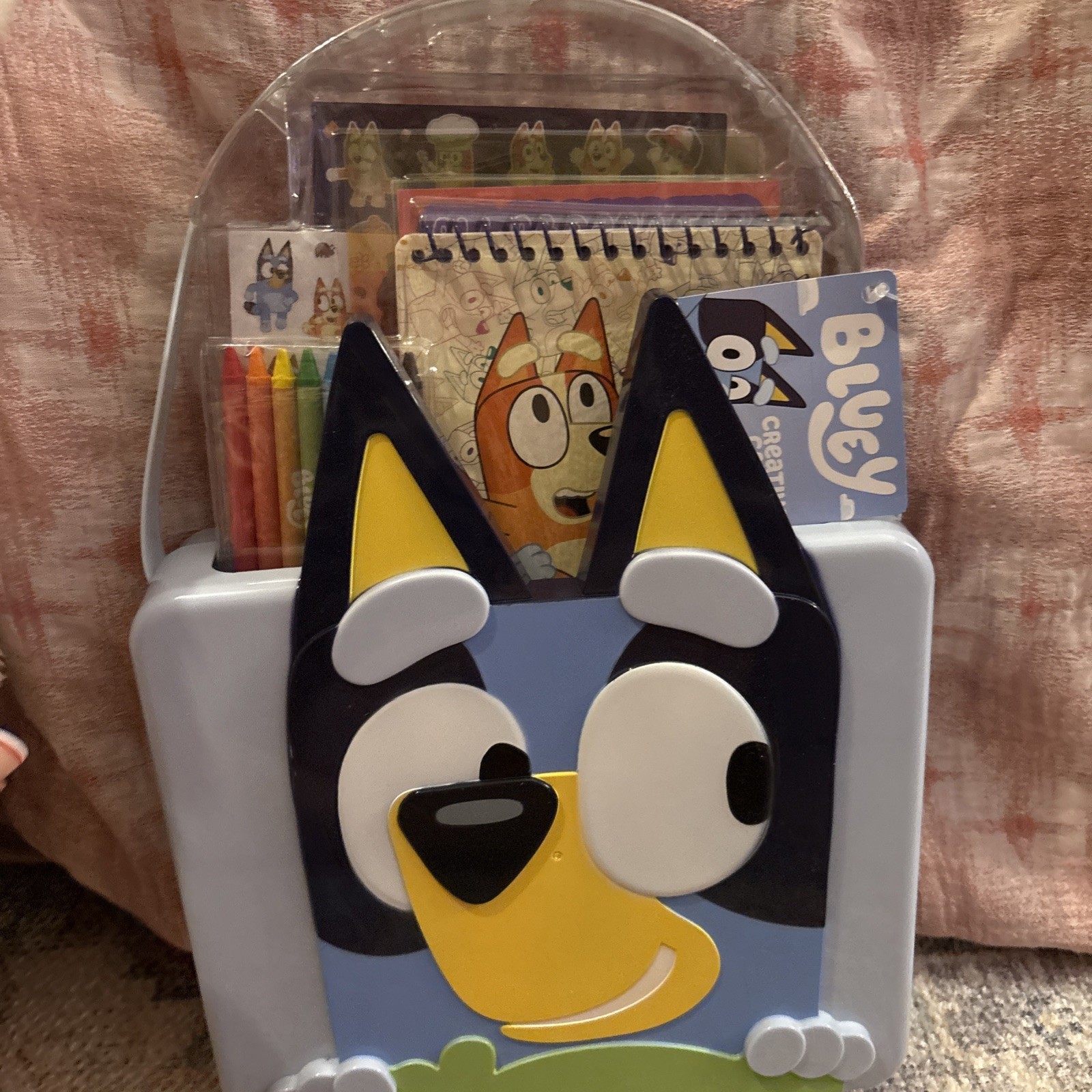 Bluey Creative Caddy Art Kit 8 Crayons Stickers Coloring Set Ages 3+ Kids New