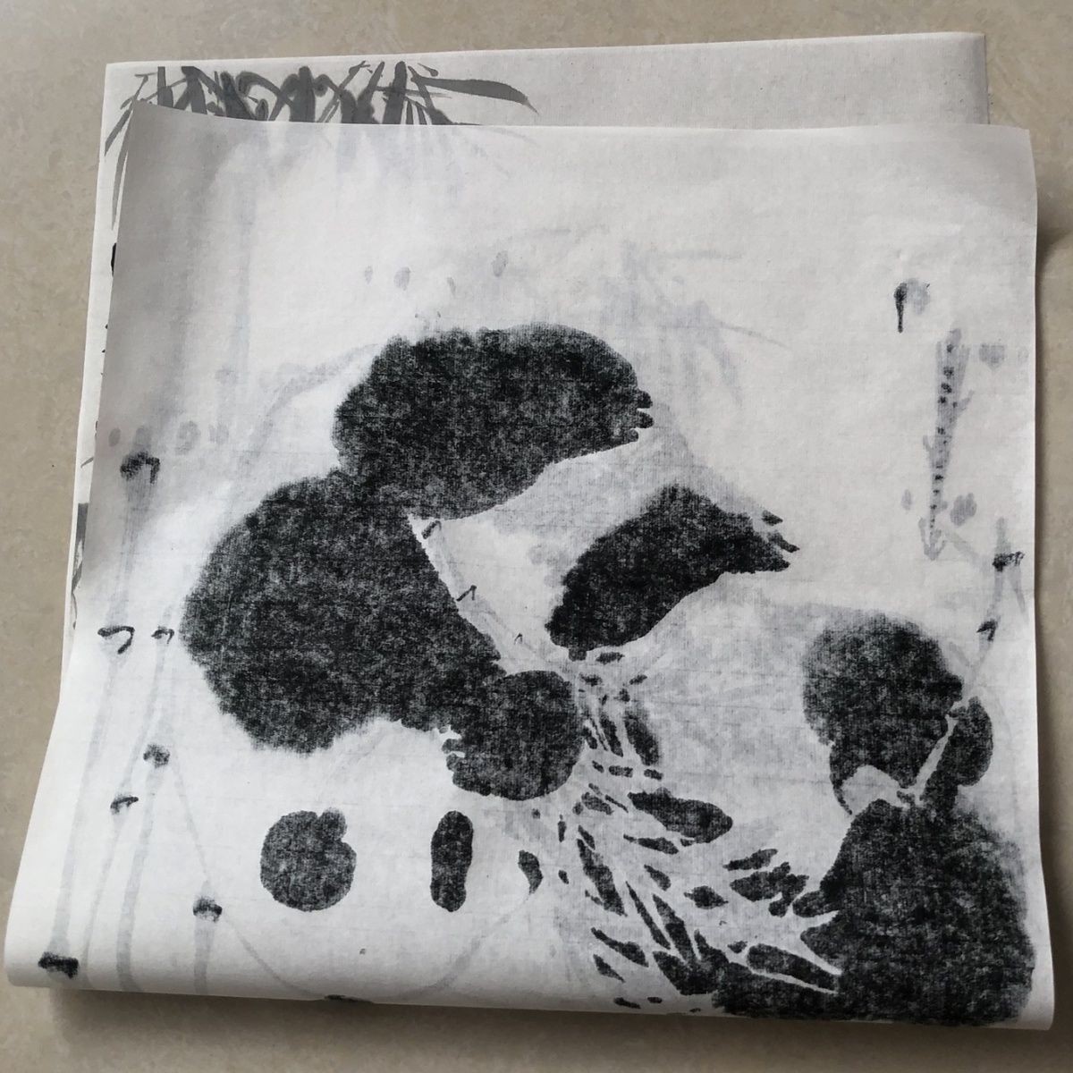 Chinese Panda Bamboo Painting Xuan Paper Scroll Unframed Wall Art Print