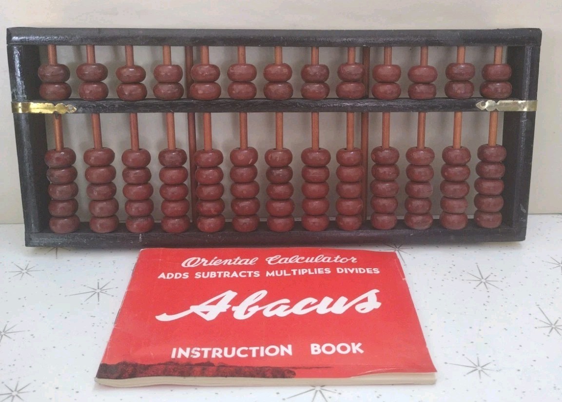 Vintage wooden Abacus Oriental Calculator And Instruction Book Hong Kong