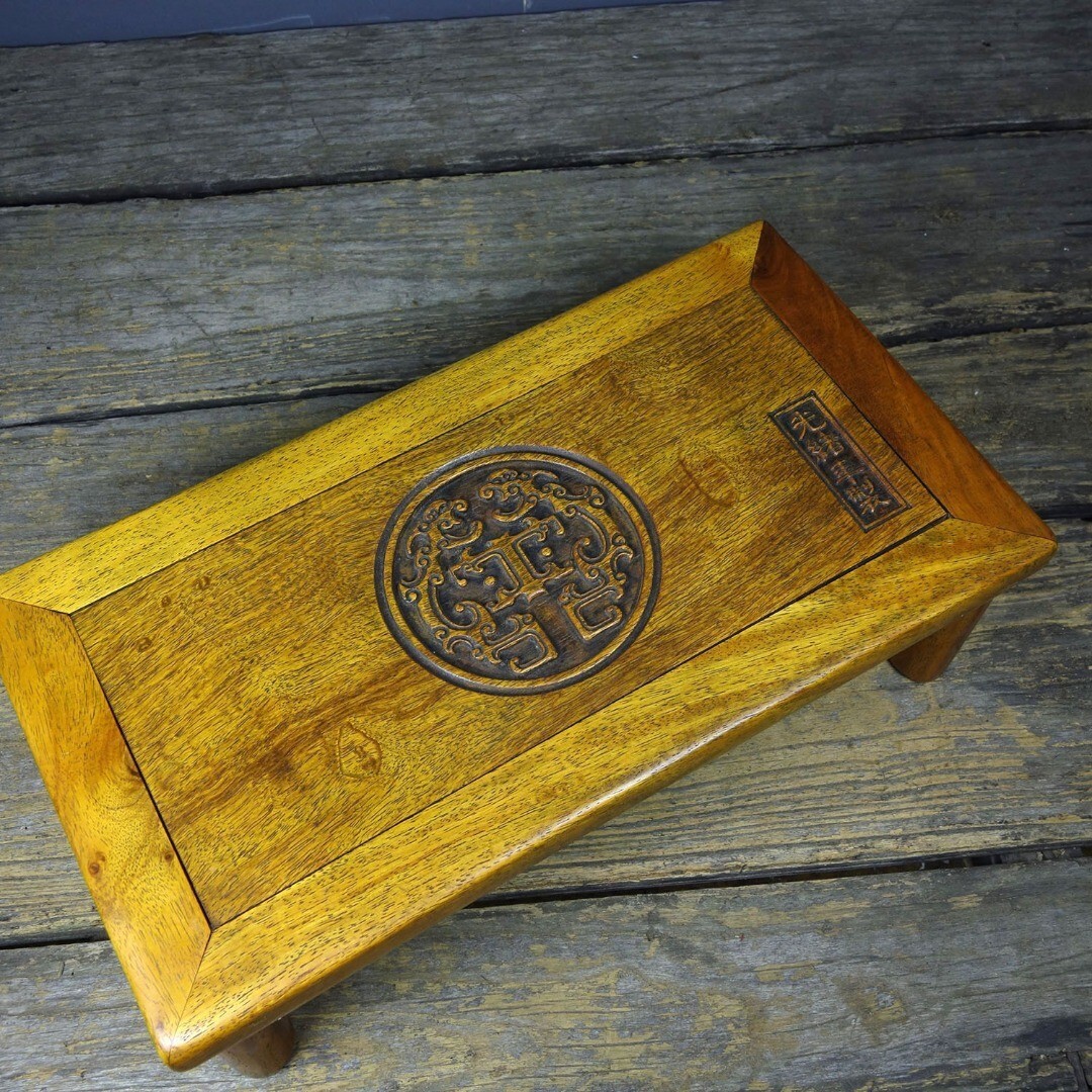 Antique Tibetan Altar Table Kang Table Old Pear Wood Carving Buddhist Furniture