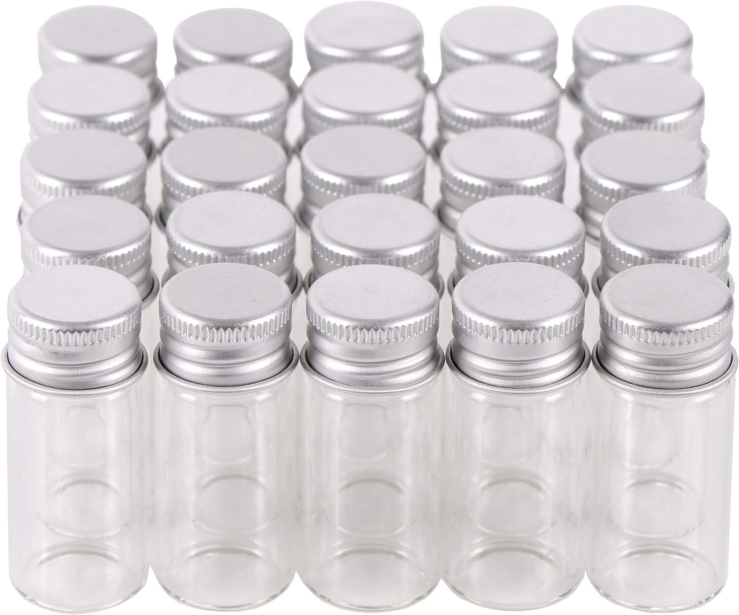 100 10Ml Vials Small Mini Tiny Glass Bottles Clear Empty Jars with Aluminum Top