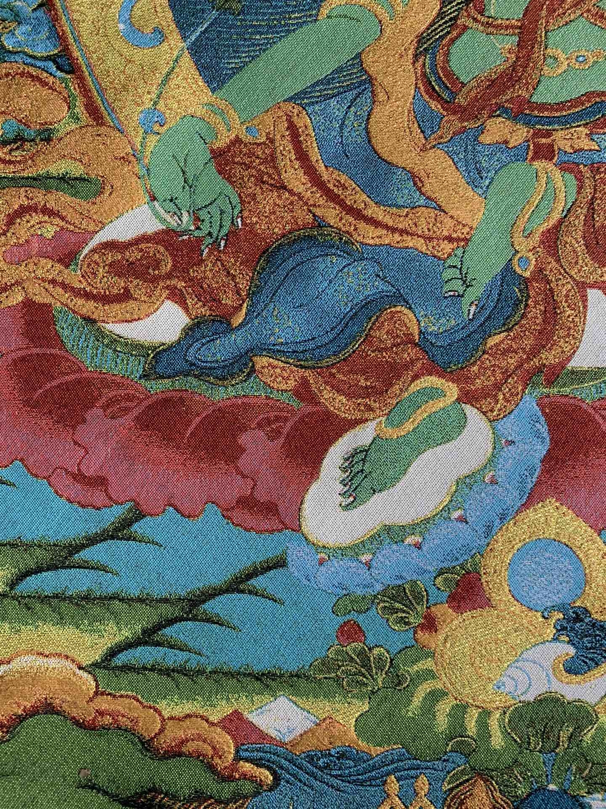 36″ Tibet Tibetan Cloth Silk Buddhism Green Tara Guanyin Tangka Thangka Mural 5