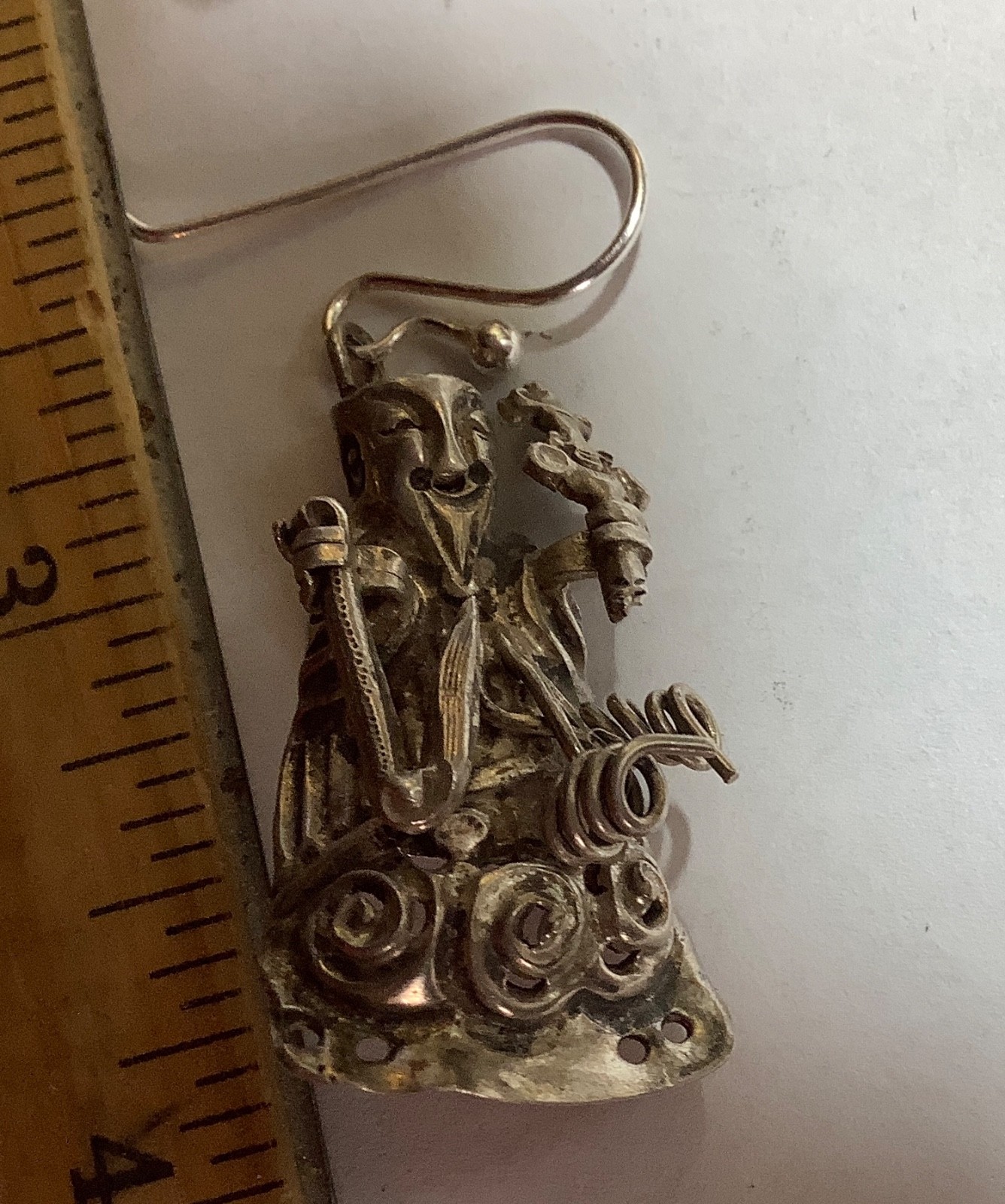 Antique Chinese Silver STERLING EARRINGS VINTAGE IMMORTALS