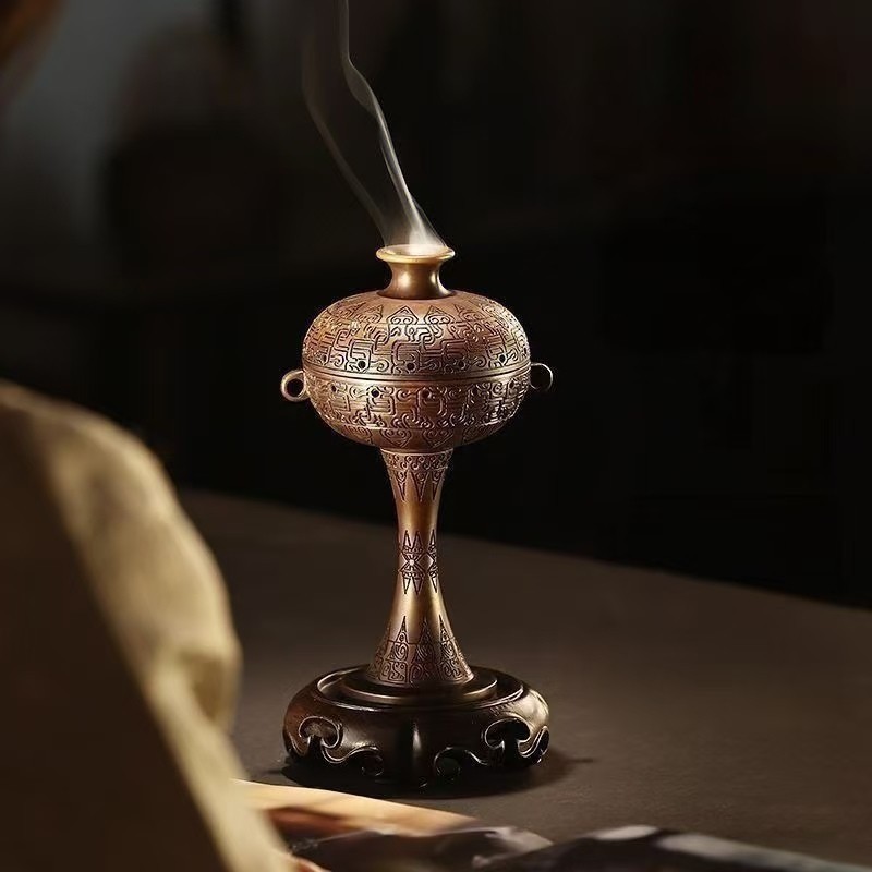 Old Chinese Kui-dragon pattern Copper Alloy incense burner