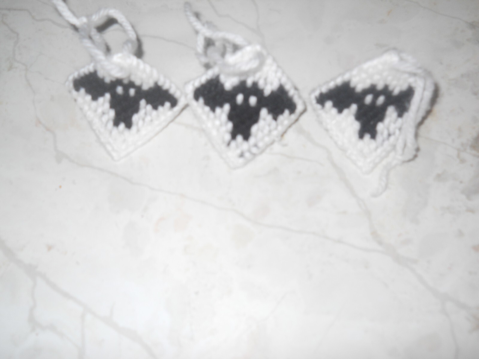 HANDMADE PLASTIC CANVAS HALLOWEEN BAT CANDY KISS HOLDERS SET OF 3