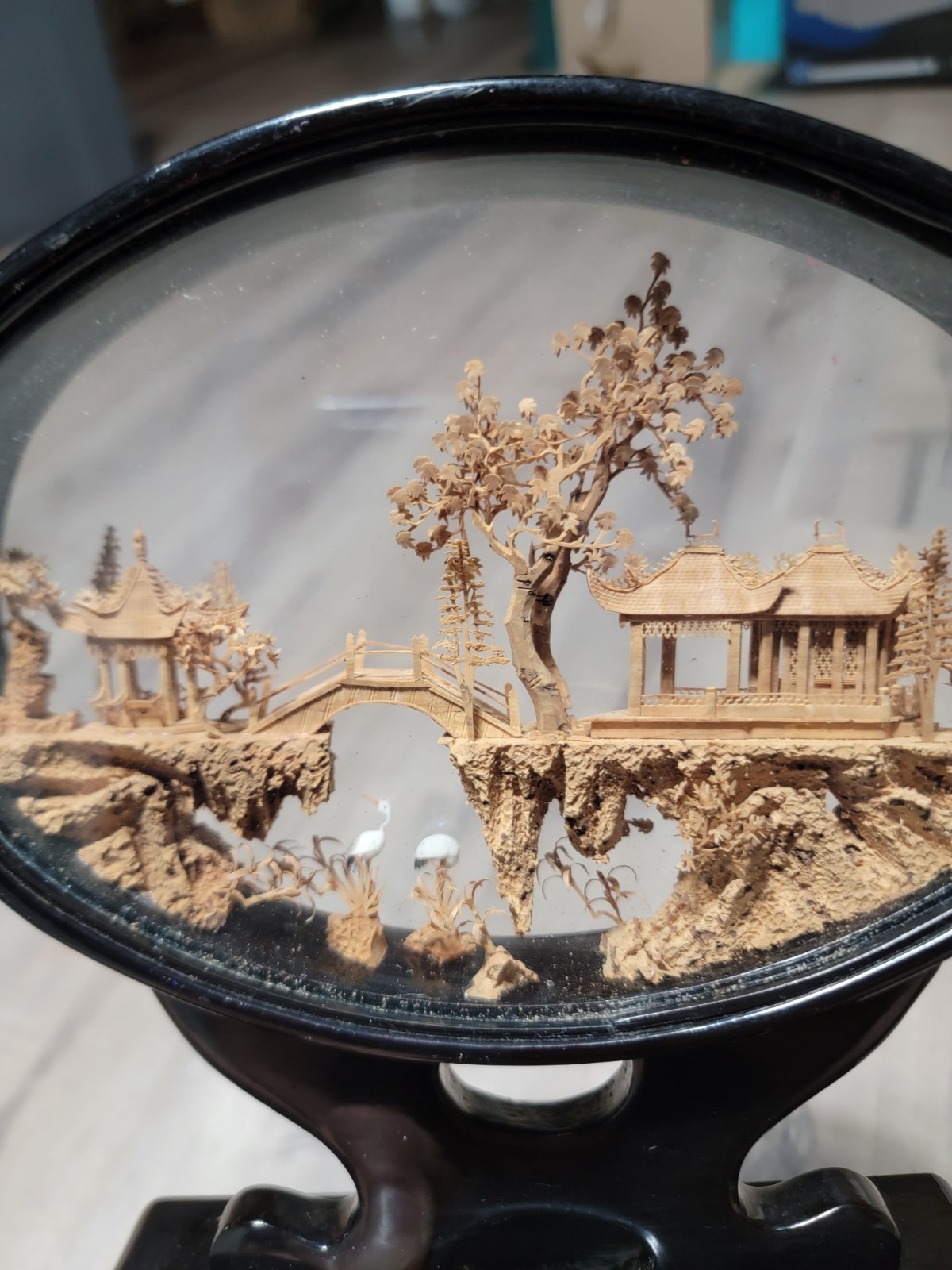 Vintage Chinese Cork Carving Diorama