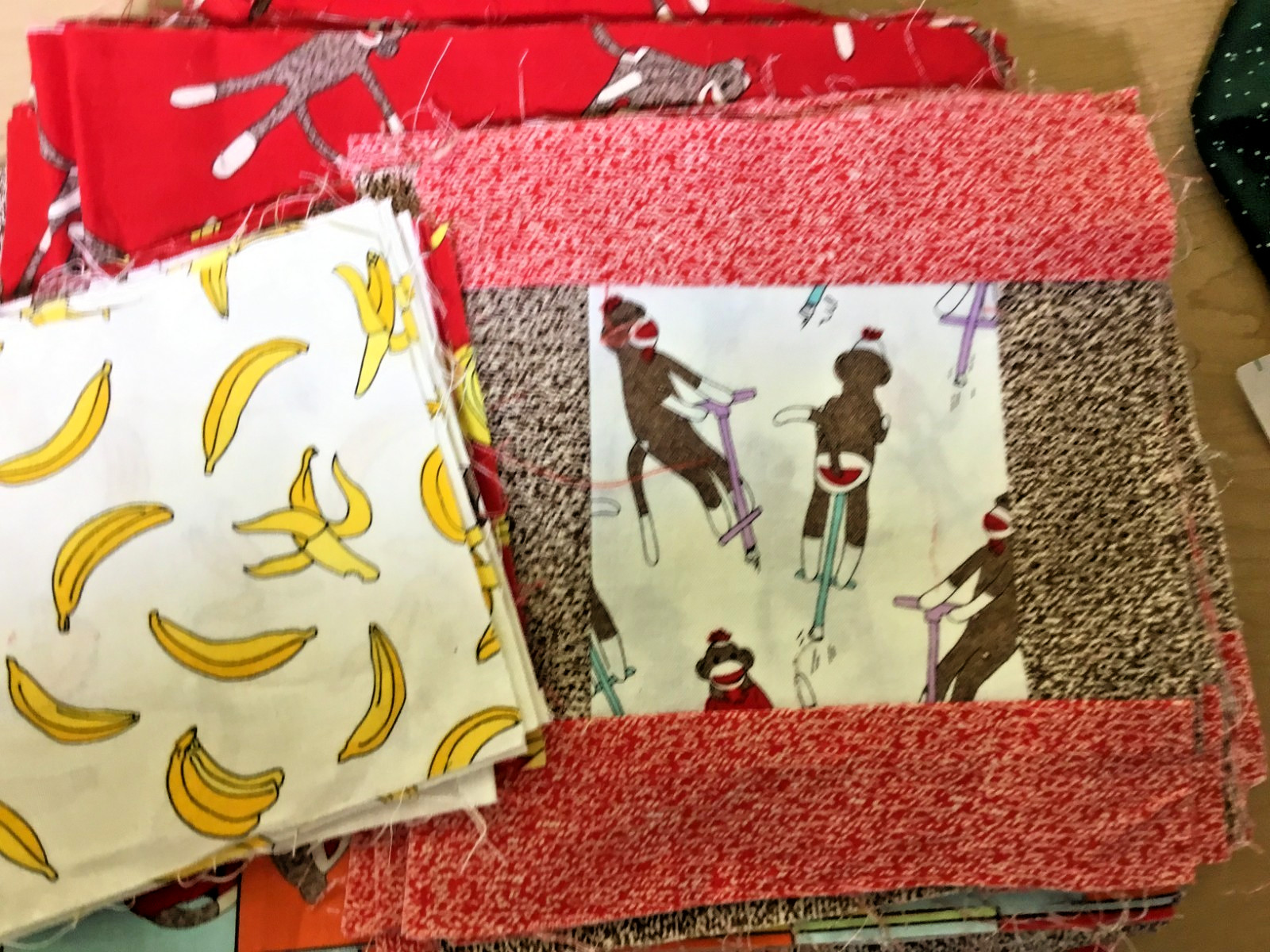 Moda Monkey Tales Erin Michael Cotton Fabric Bundle 6 Yards Sock Monkey Bananas