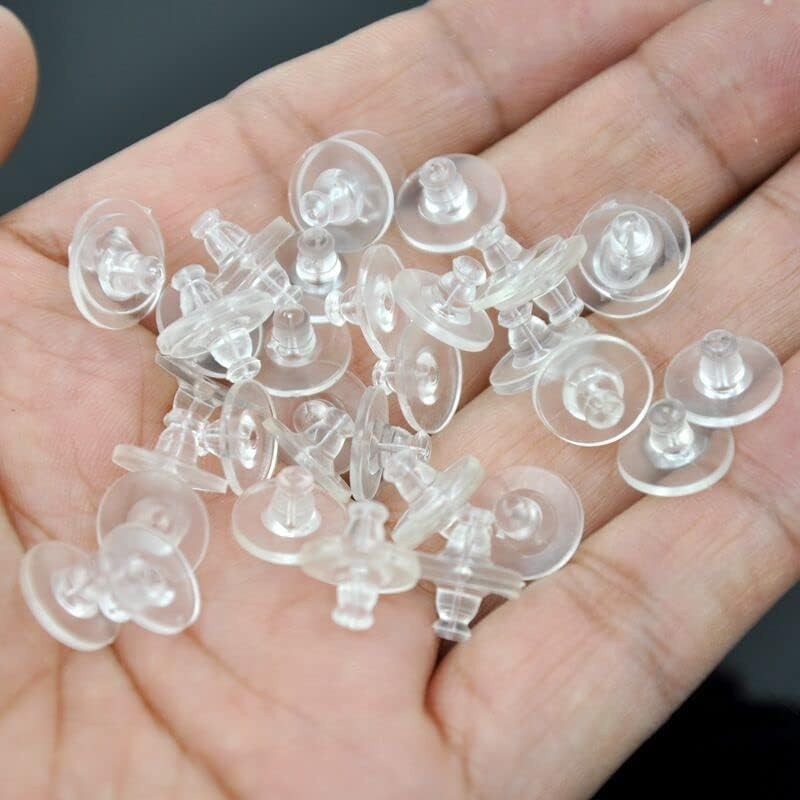 Rubber Earring Backs,100PCS Soft Clear Earring Backs Replacements for Droopy