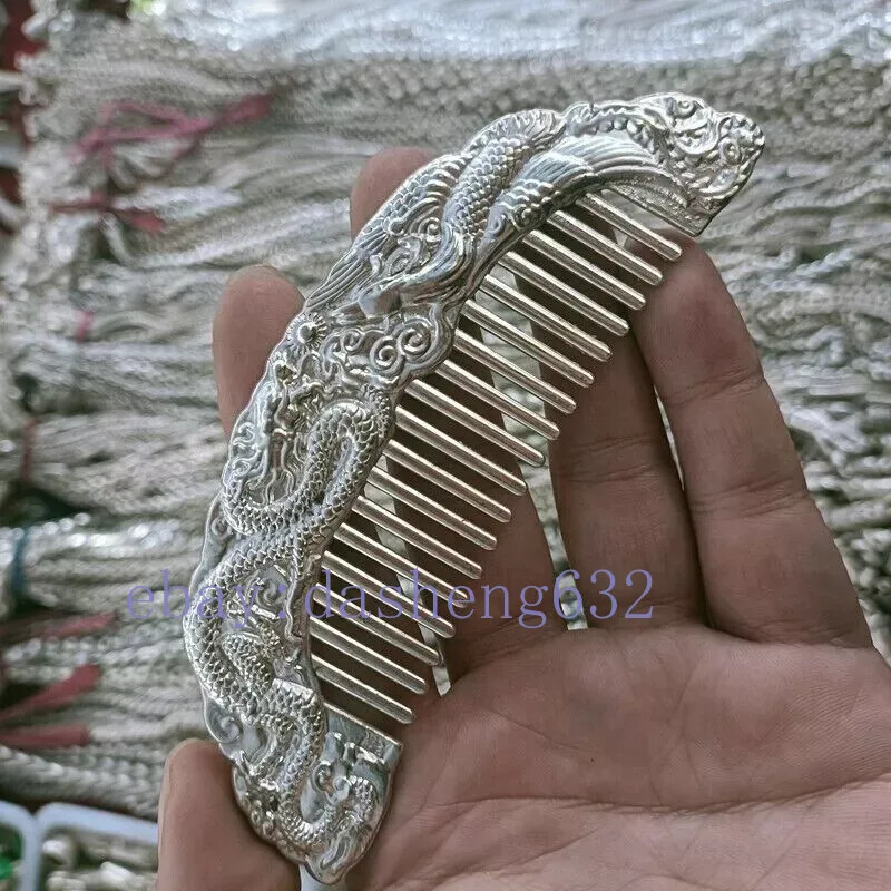 Exquisite Old Chinese handmade Dragon phoenix comb statue