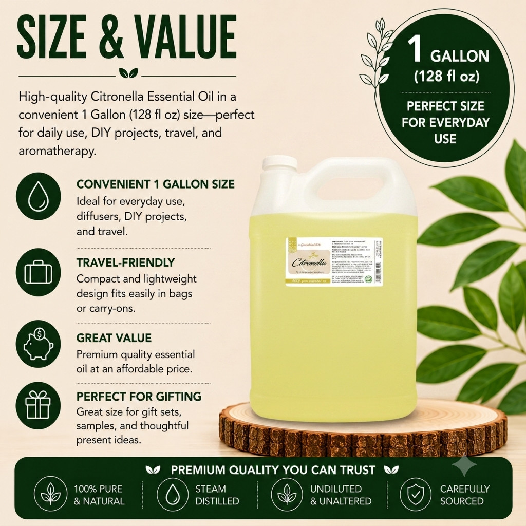 Bulk 1 Gallon Citronella Essential Oil (100% Pure & Natural) – GreenHealth