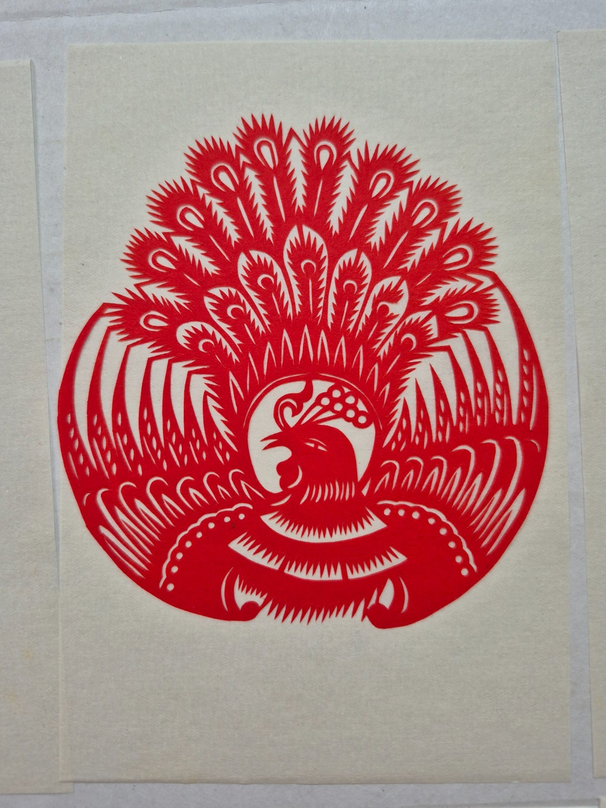 Unused Set of 10 Chinese Folk Art Paper cuts Peacock & various birds Designed