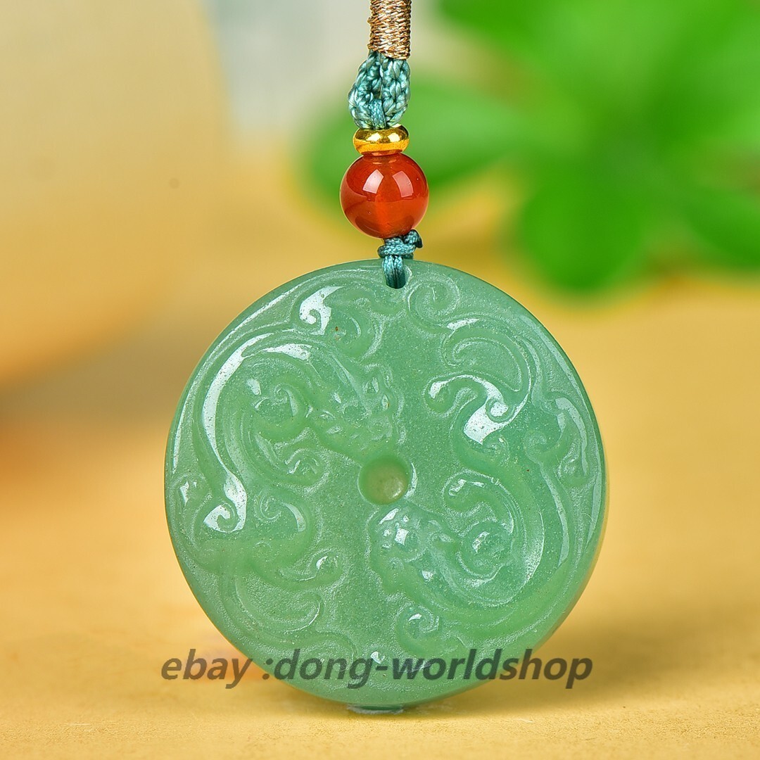 China DongLing Jade Hand Carving Animal Zodiac Dragon Pingan Buckle Pendant东陵玉