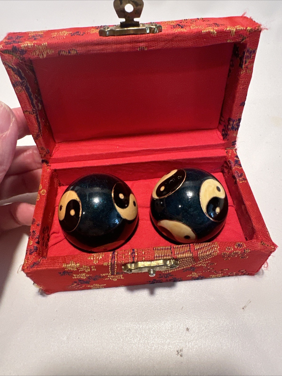 VTG 1990s Lotus Pond Healthy Ball Meditation Ben Wa Cloisonné Dragon & Phoenix