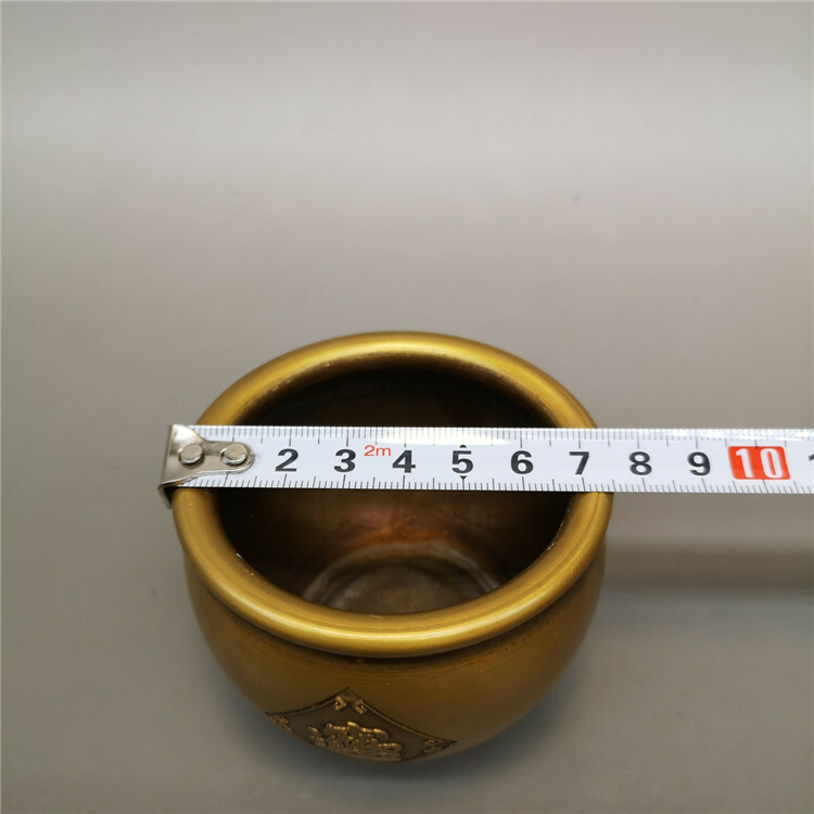 China Collectible Brass Small Copper Cylinder Ornaments Smooth Can Water Tank