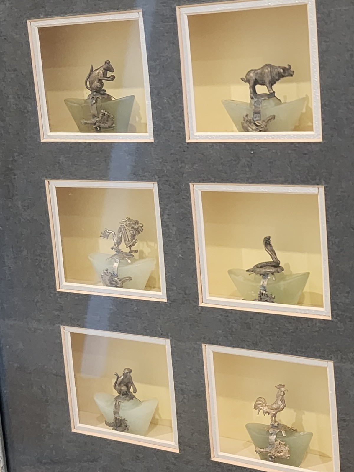 Chinese Horoscope Zodiac Framed Figures Hand Made Hanging Decor