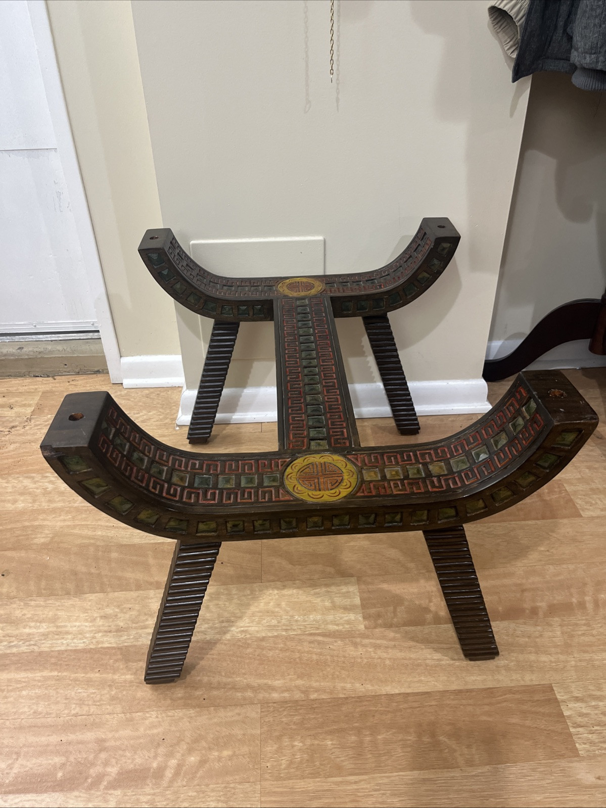 Unique Chinese Asian Carved Wood Coffee Table / Side Table Without The Glass VTG