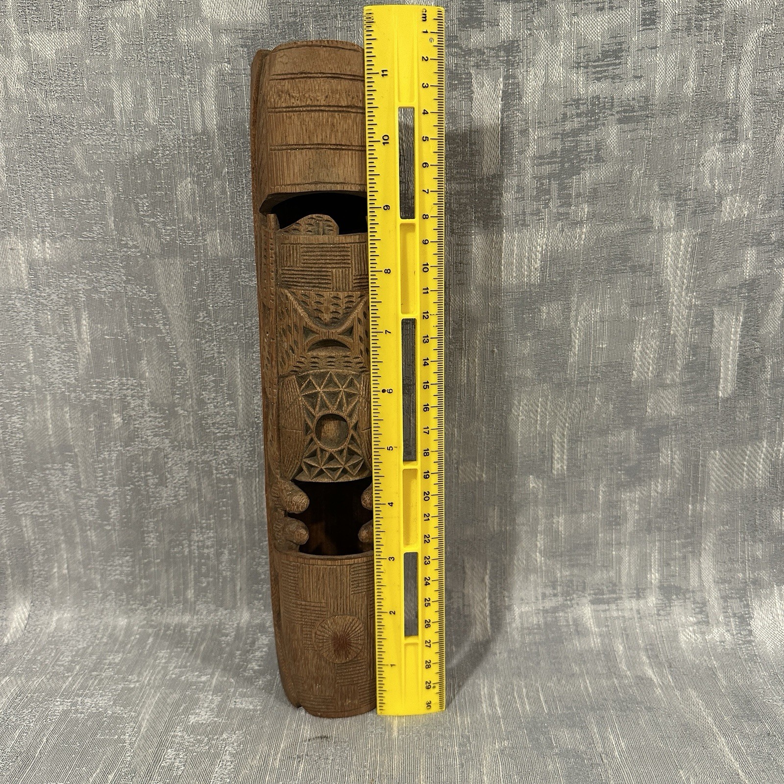 Vtg Chinese Carved Bamboo Junk Fishing Boat Copper Calligraphy Brush Tray Insert