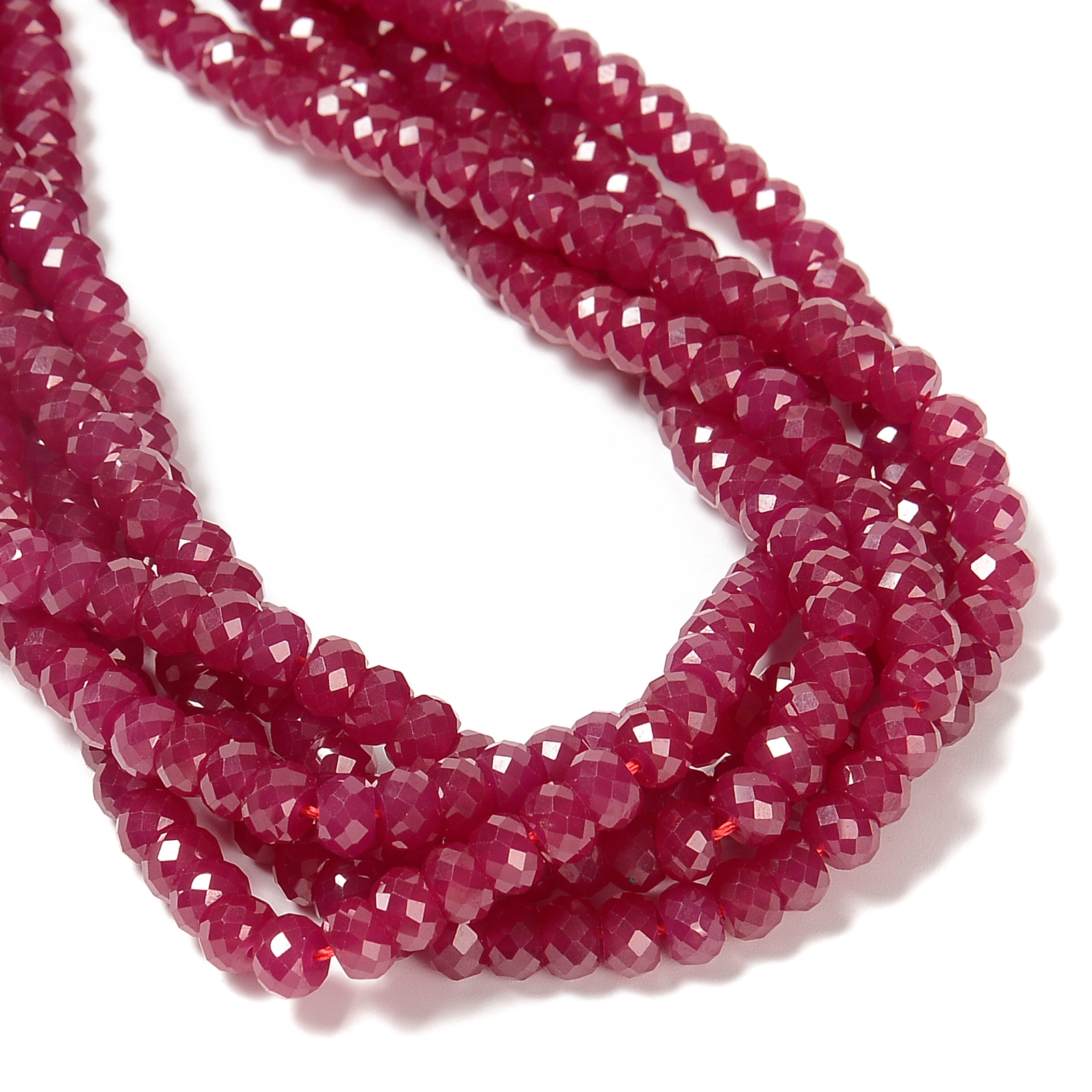 Natural Ruby Faceted Rondelle Beads Size 3x5mm 4x6mm 15.5” Strand