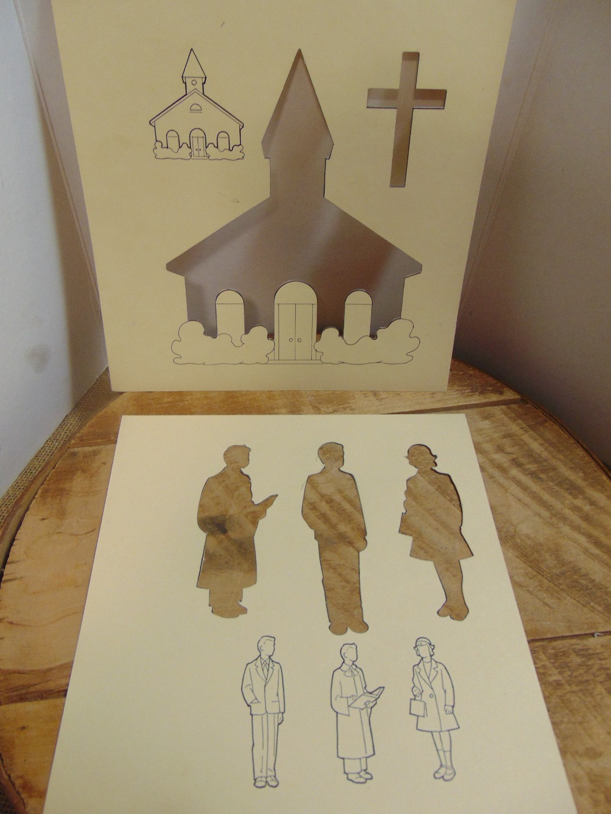 Vtg Bible Stencils Sunday School Church Home Animals Fruit People Veggies